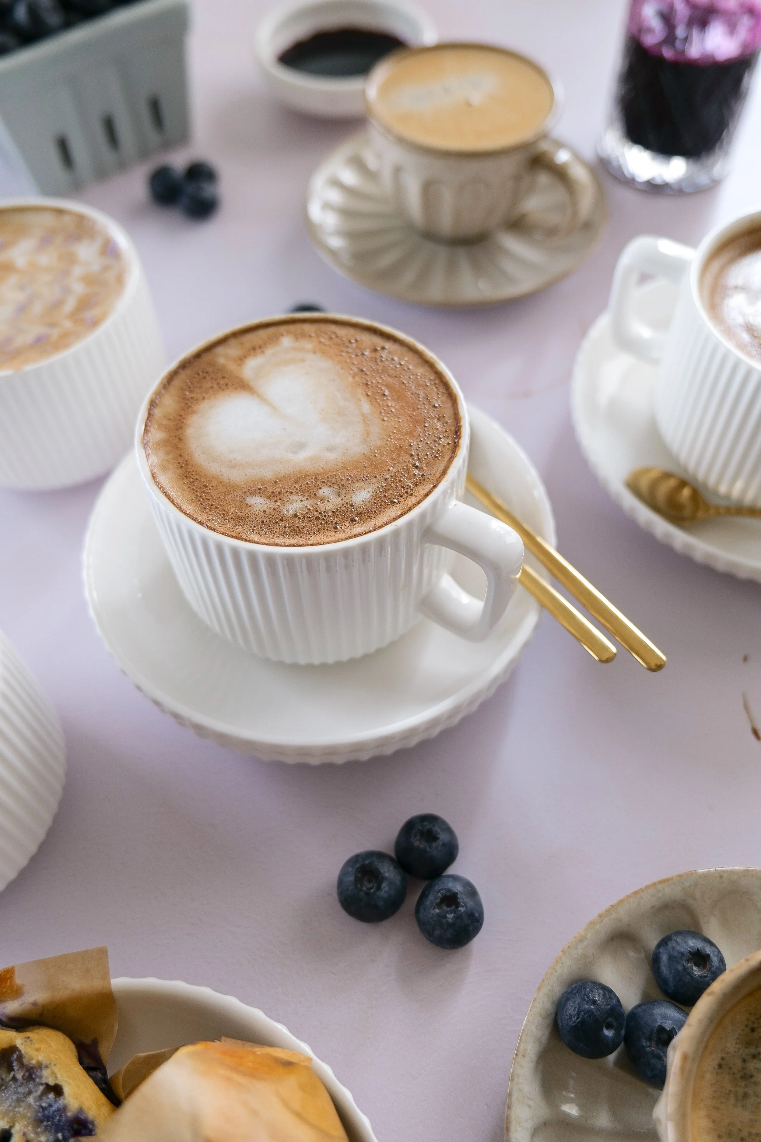 Homemade Blueberry Muffin Latte perfect for a slow summer morning coffee.