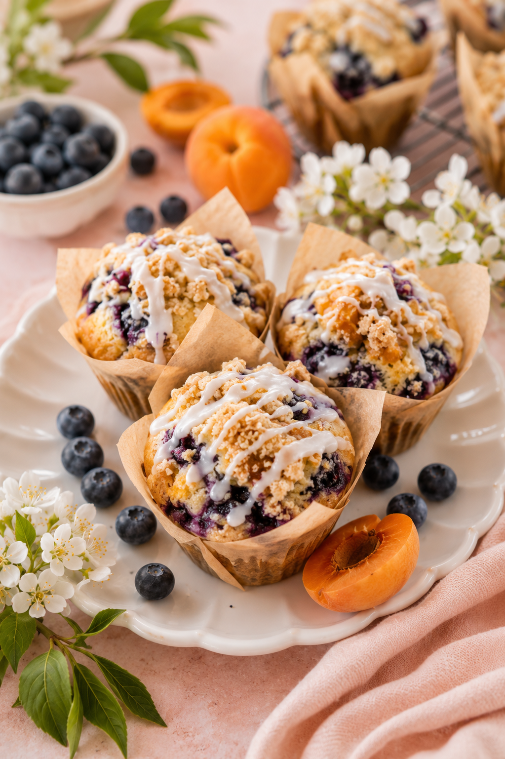 Blueberry Apricot Streusel Muffins Recipe