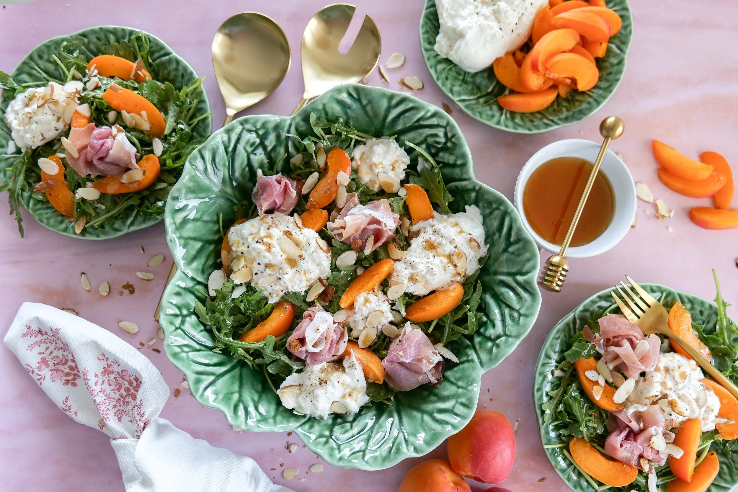 Apricot salad drizzled with homemade honey balsamic dressing.