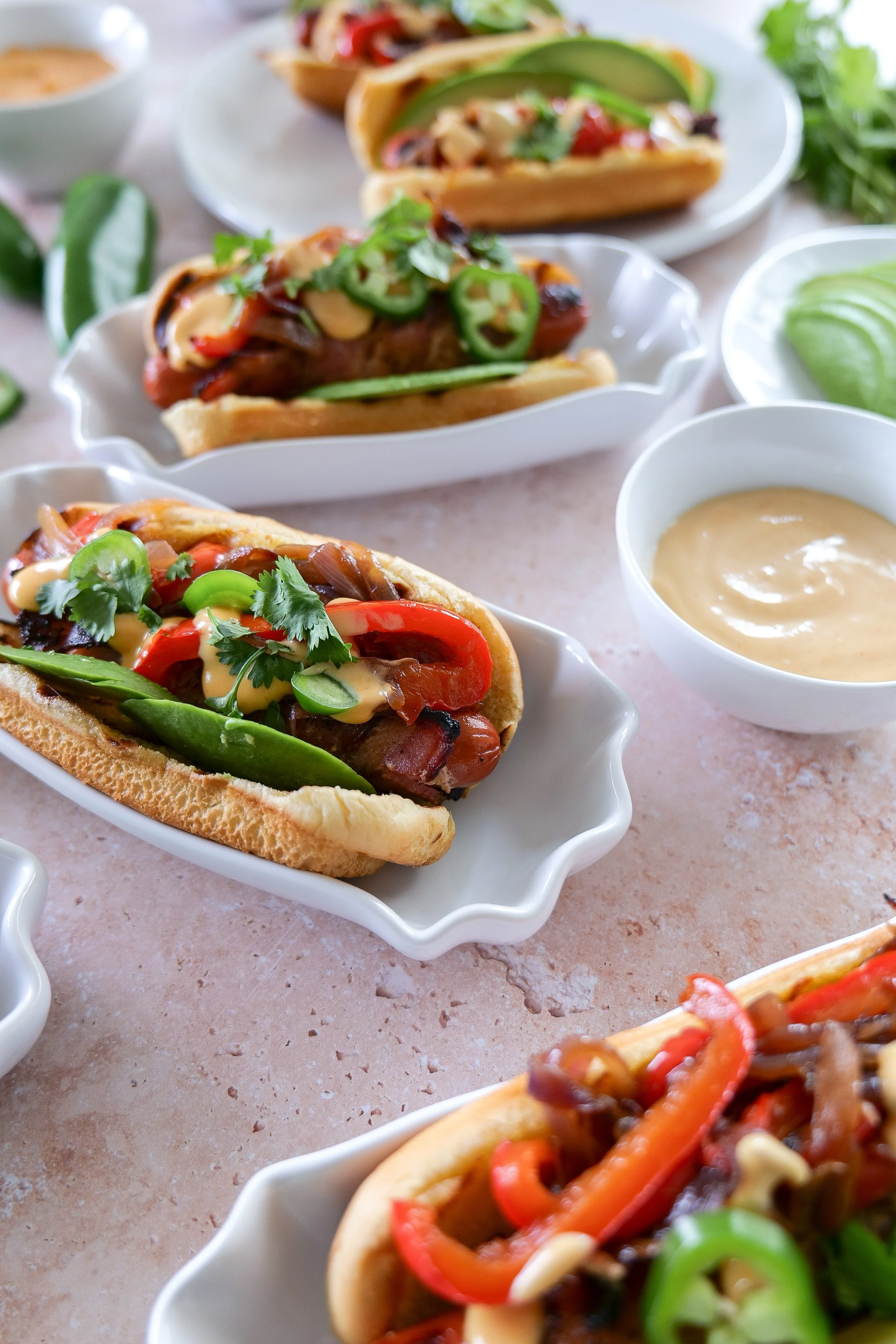Crispy bacon-wrapped hot dog fresh from the grill