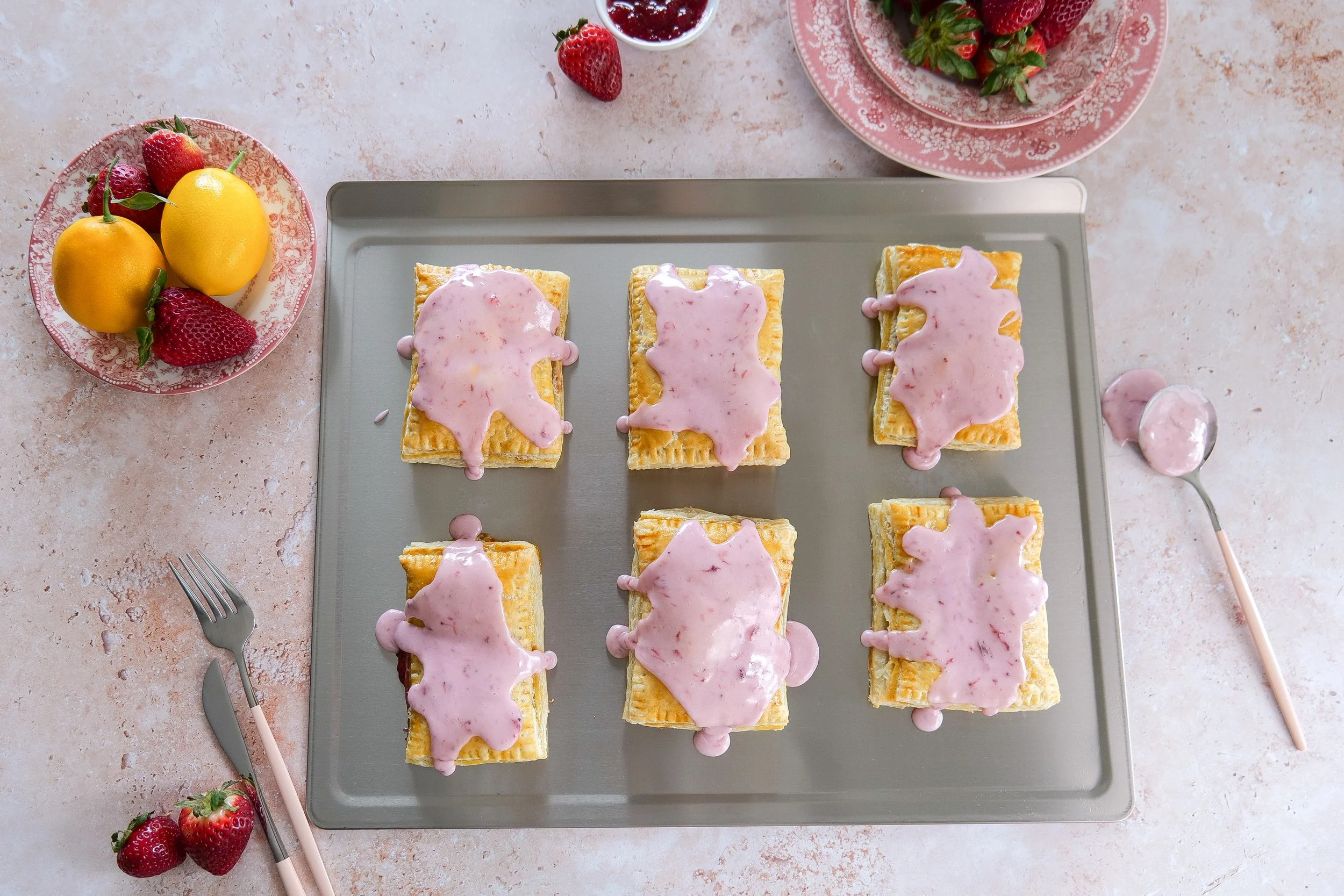 Strawberry Puff Pastry Pop Tart with homemade strawberry jam filling