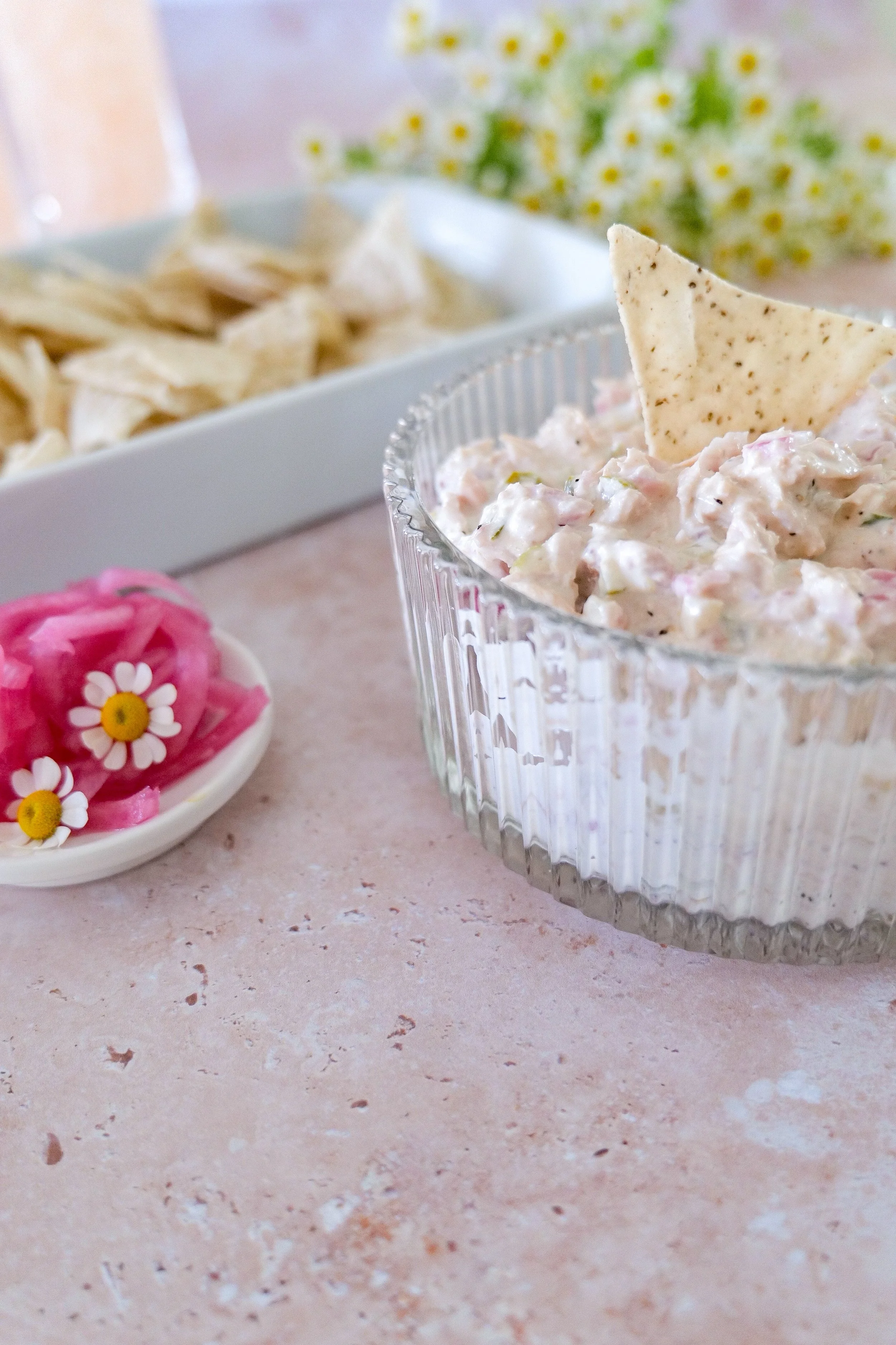 Cold tuna dip with creamy pickle filling
