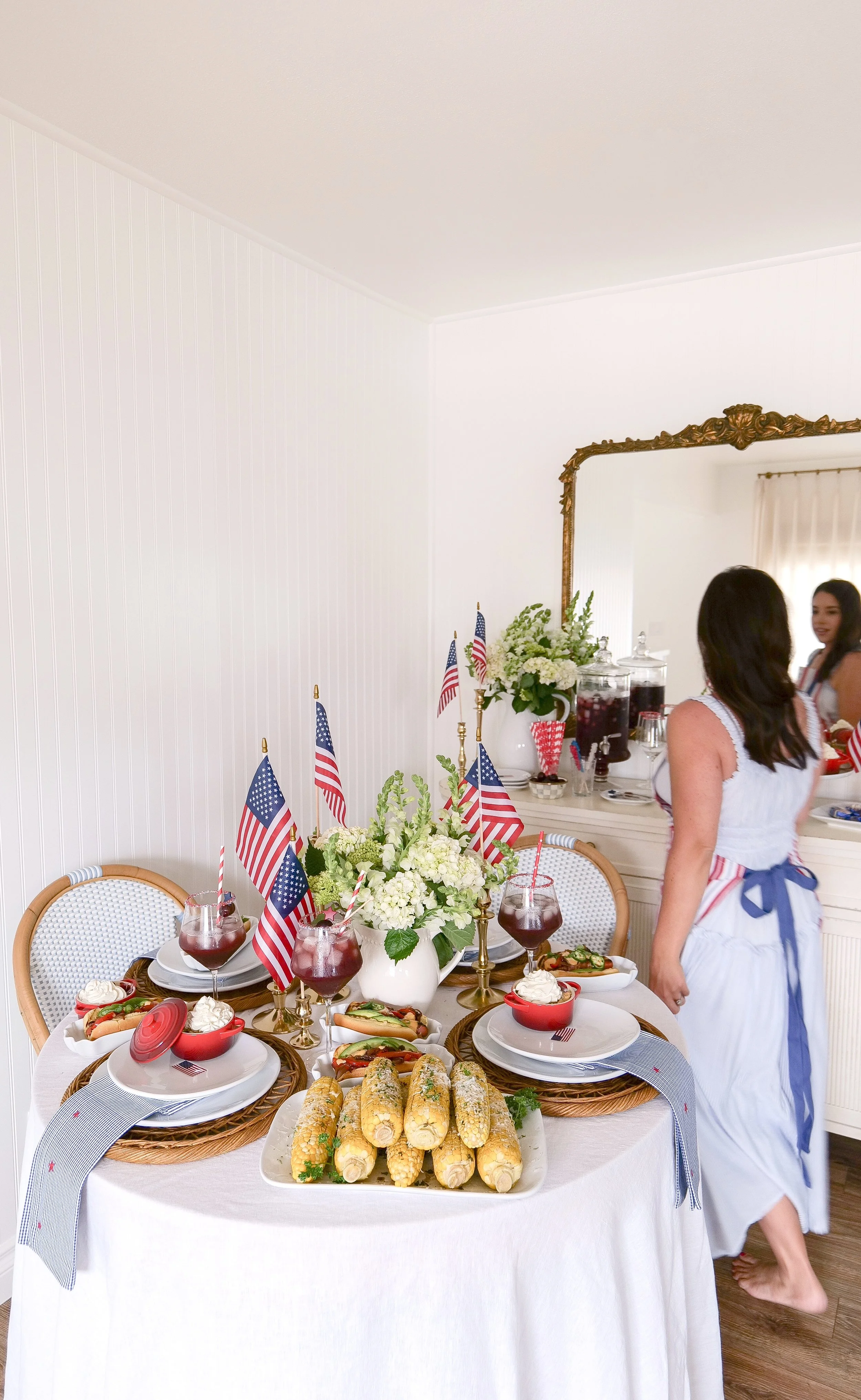 Coastal Americana table styling with patriotic accents