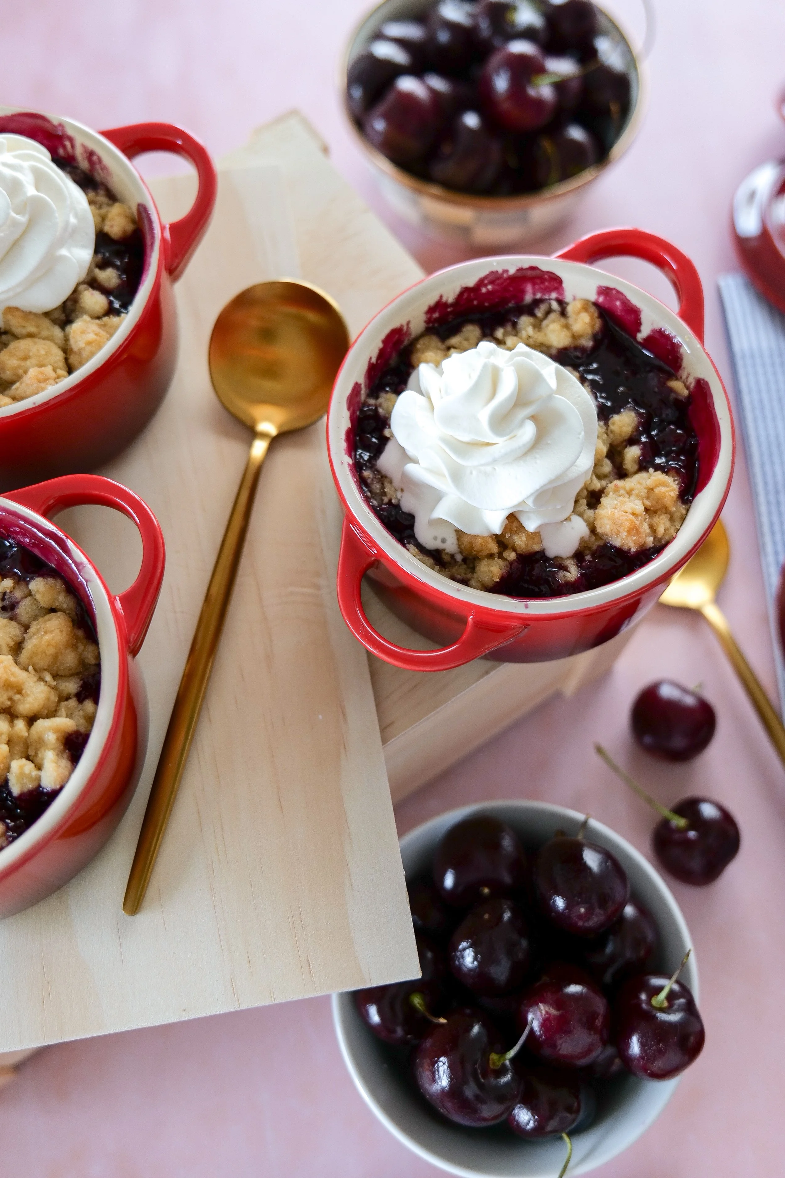 Homemade cherry cobbler with a buttery golden topping