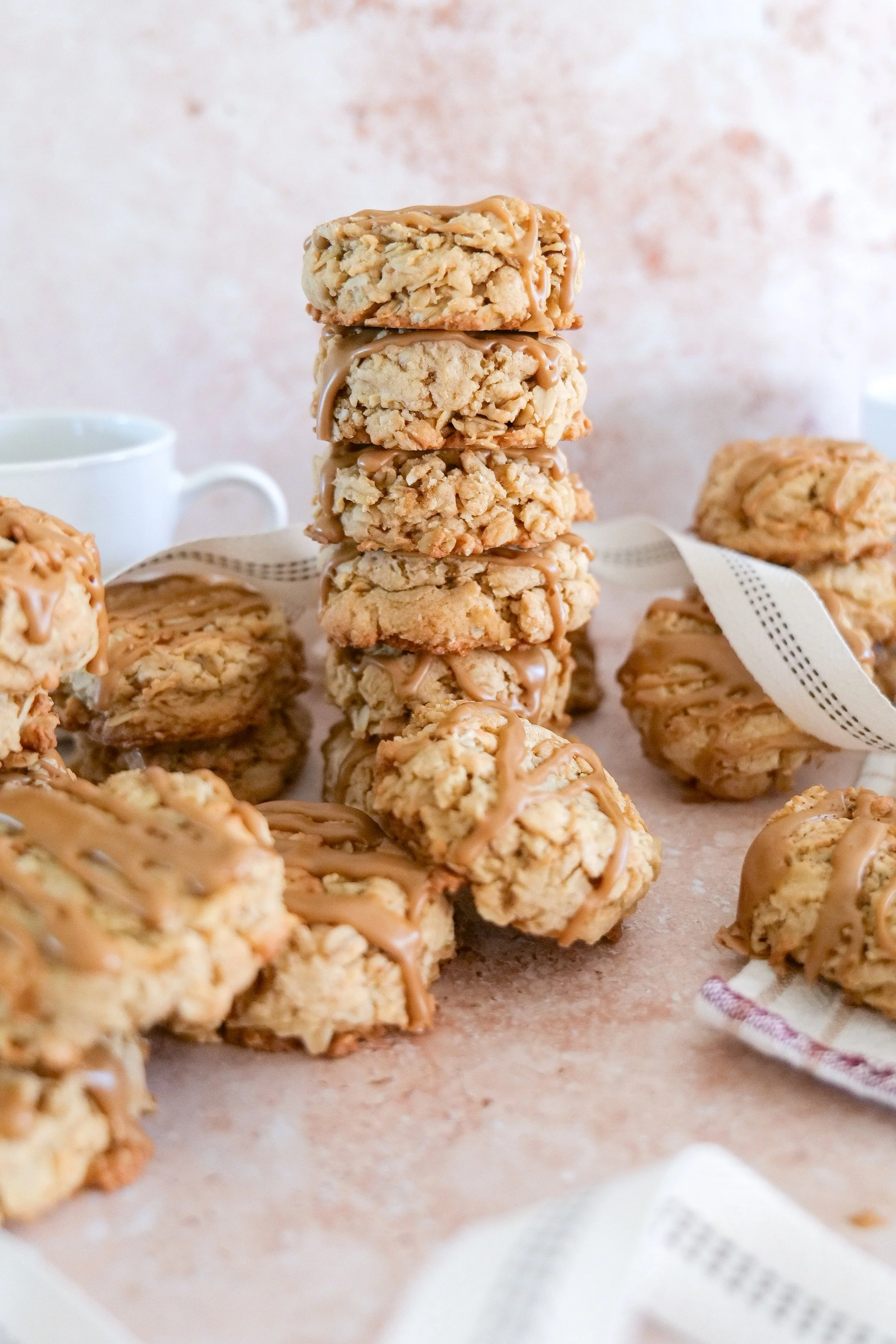 Oatmeal cookies finished with a homemade vanilla espresso drizzle.