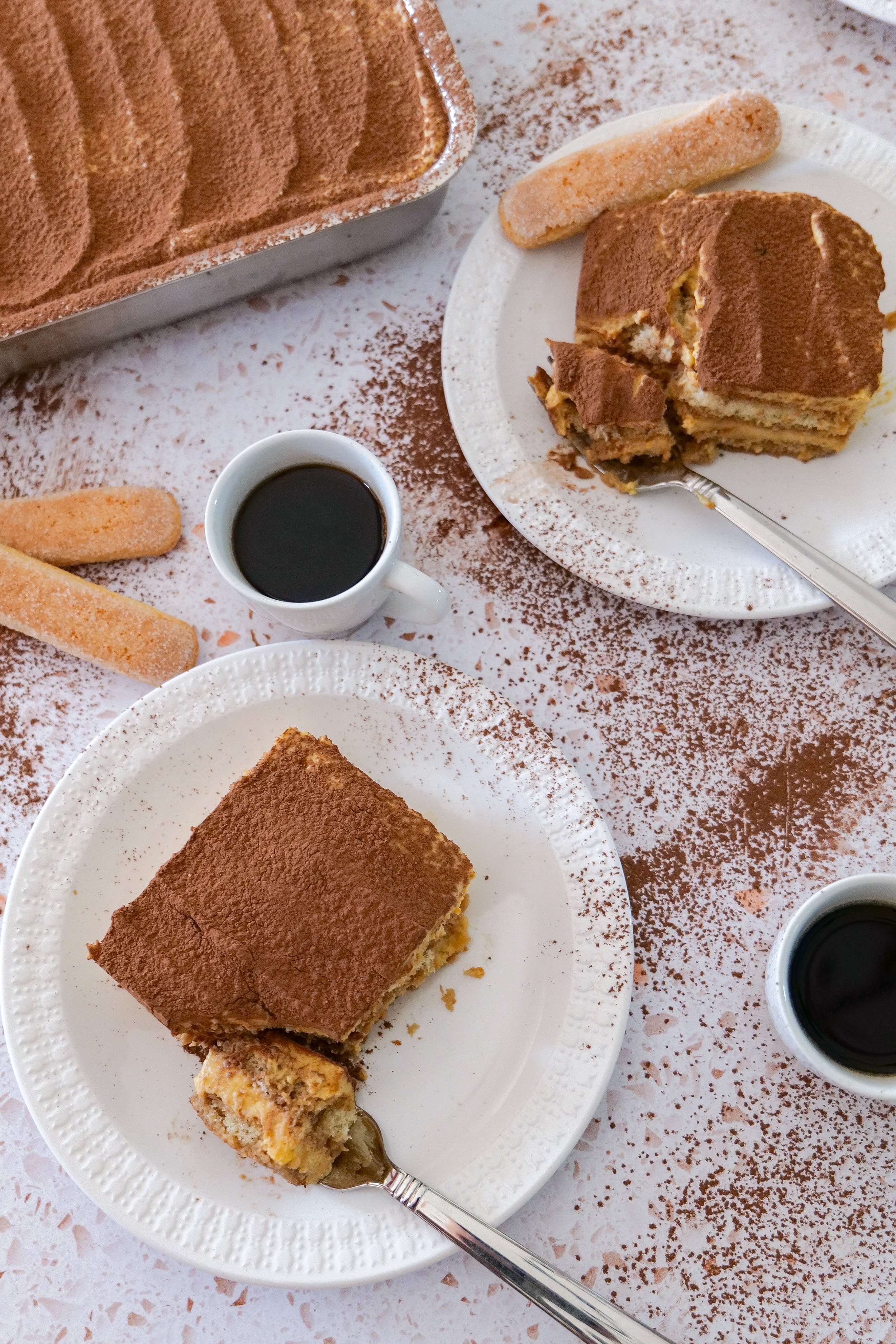 Pumpkin mascarpone tiramisu layered with espresso-soaked ladyfingers.