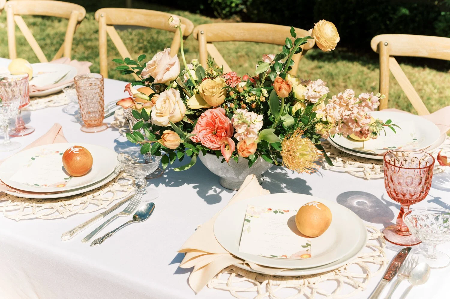 Citrus centerpiece with lemons and oranges