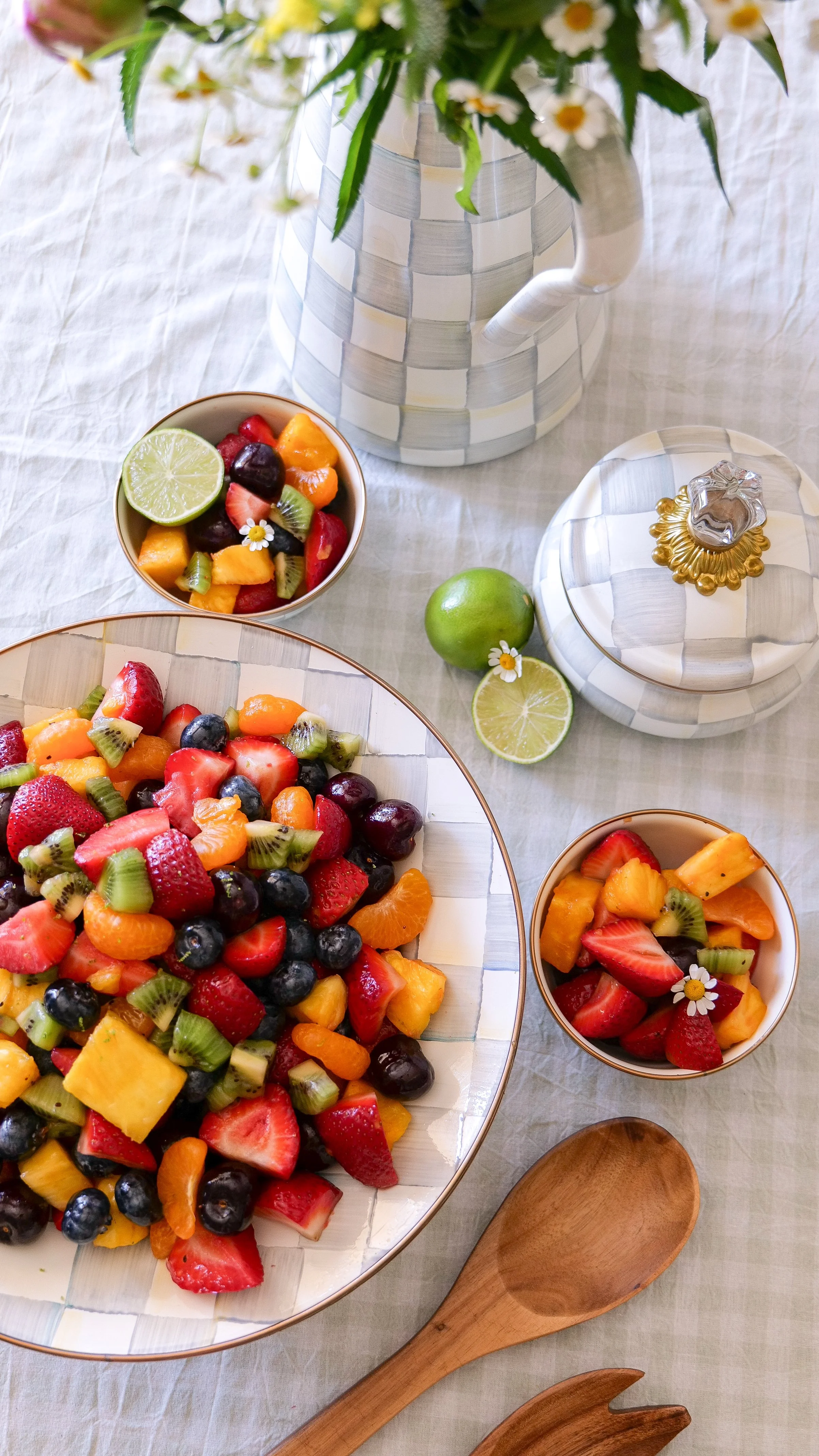 Easy fresh fruit salad with honey and lime