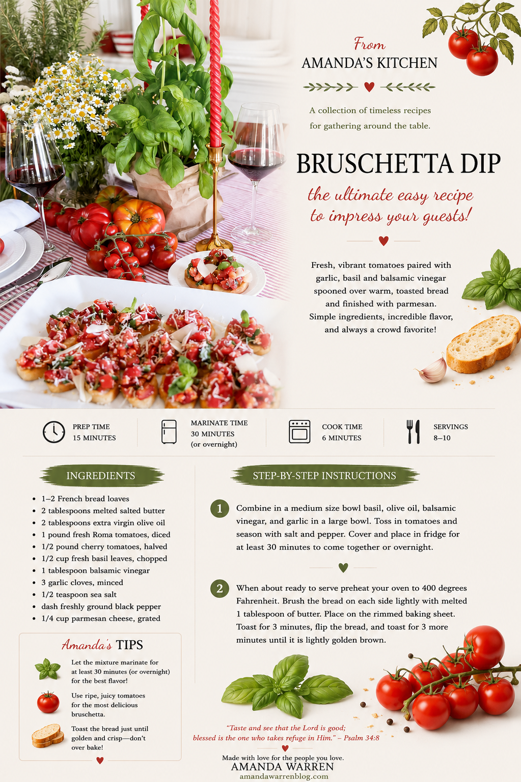 Printable recipe card for Fresh Tomato Bruschetta with Basil and Parmesan