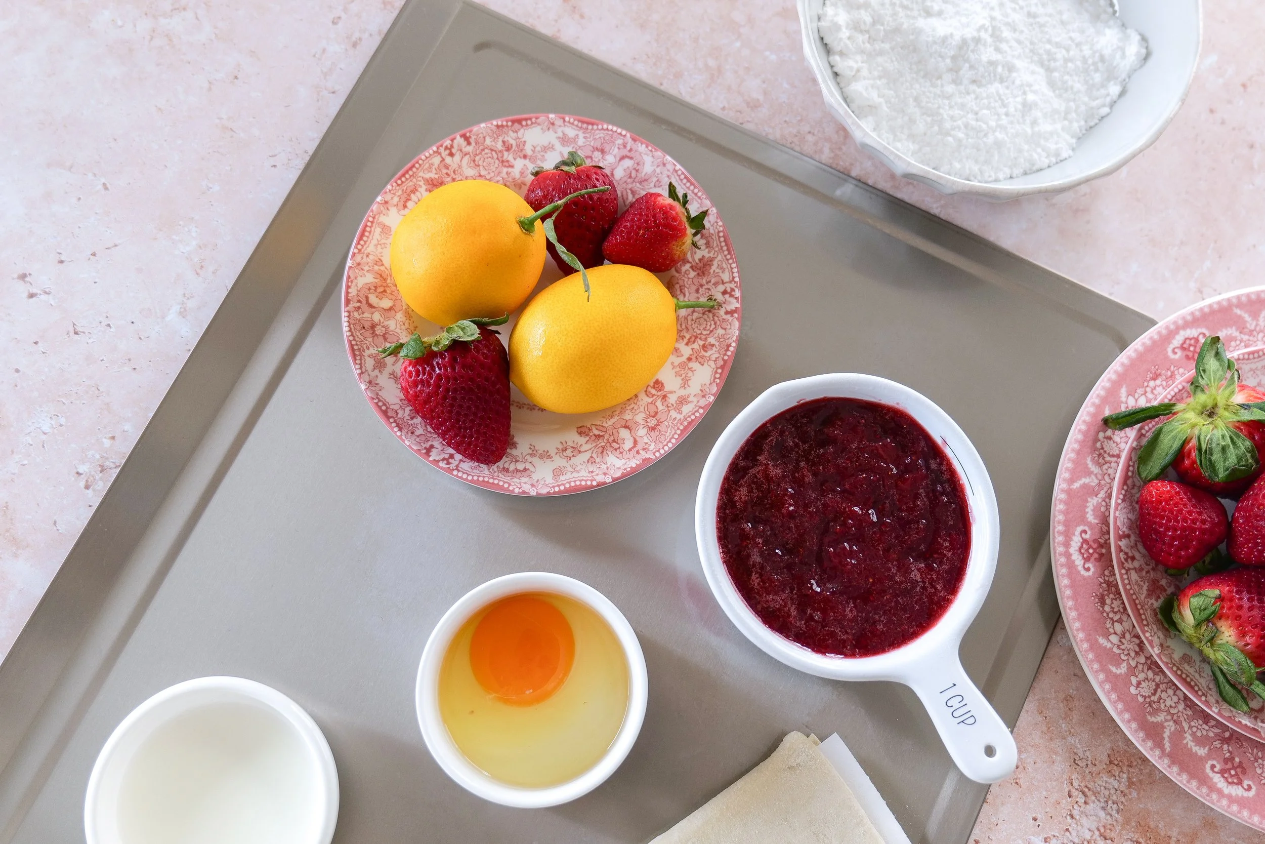 ingredients for making homemade strawberry jam
