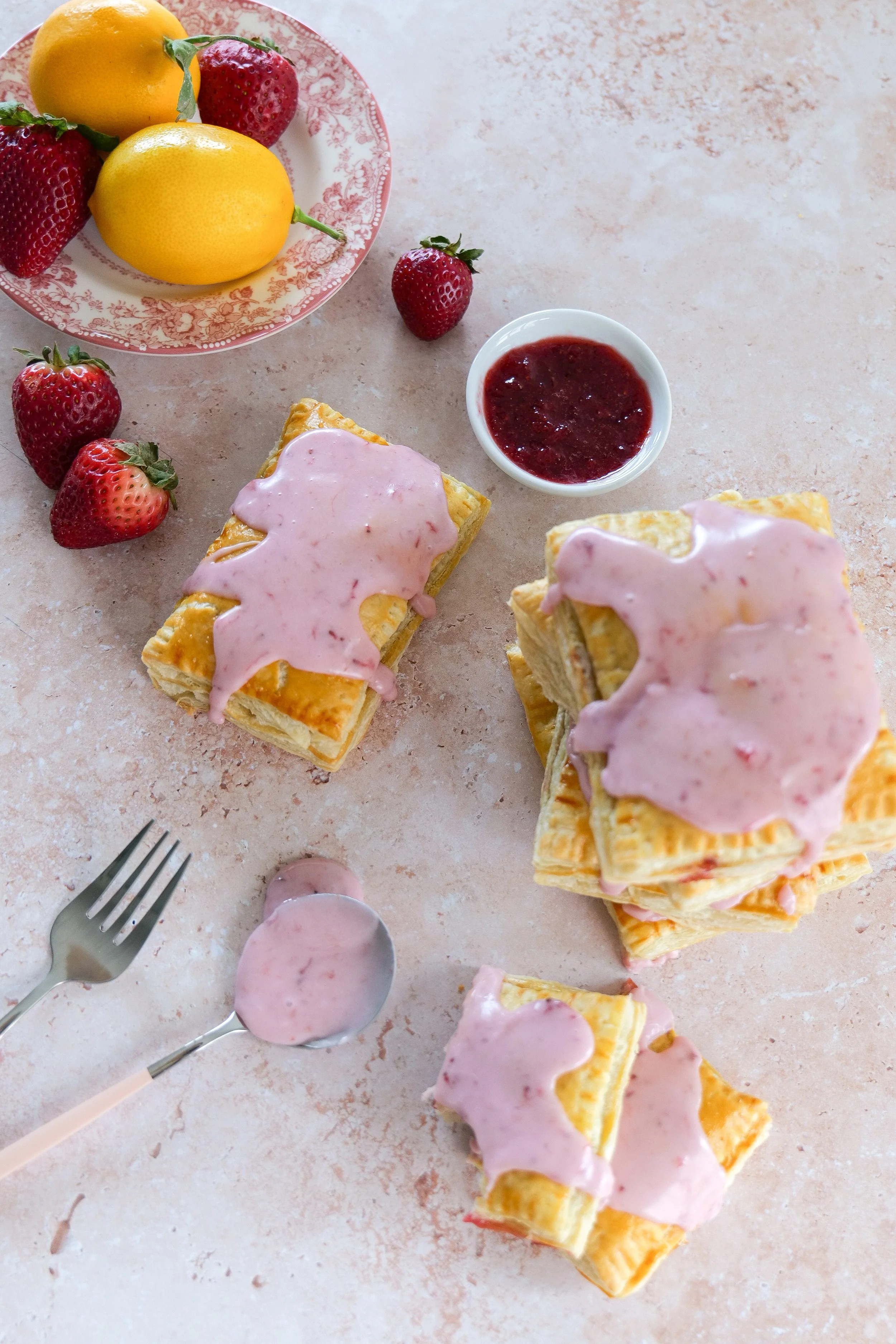 Easy Strawberry Puff Pastry Pop Tart on the kitchen counter