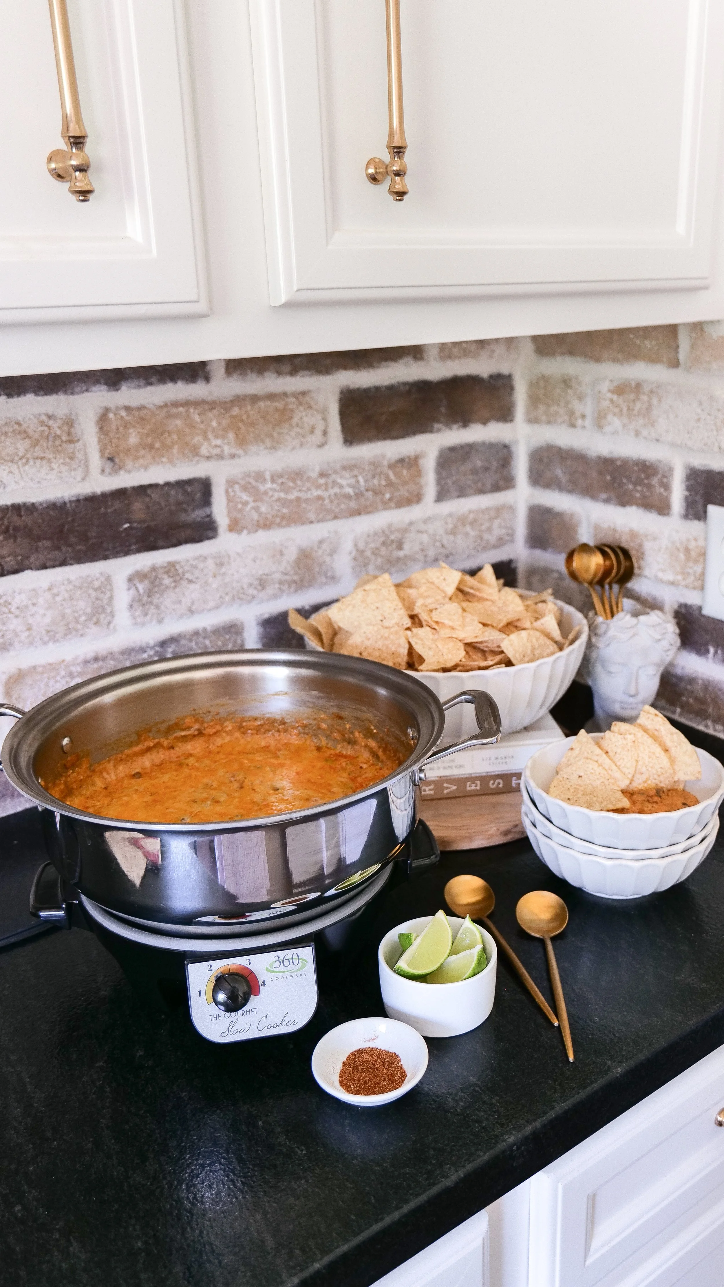 360 Cookware slow cooker preparing a Chicken Enchilada Dip