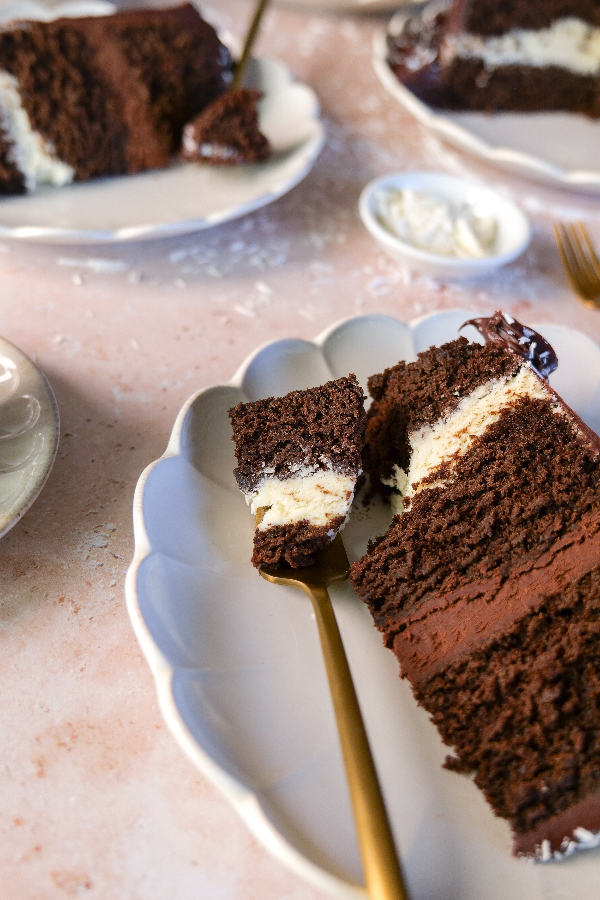 Elegant homemade Tuxedo Cake for birthdays, holidays, and special celebrations.