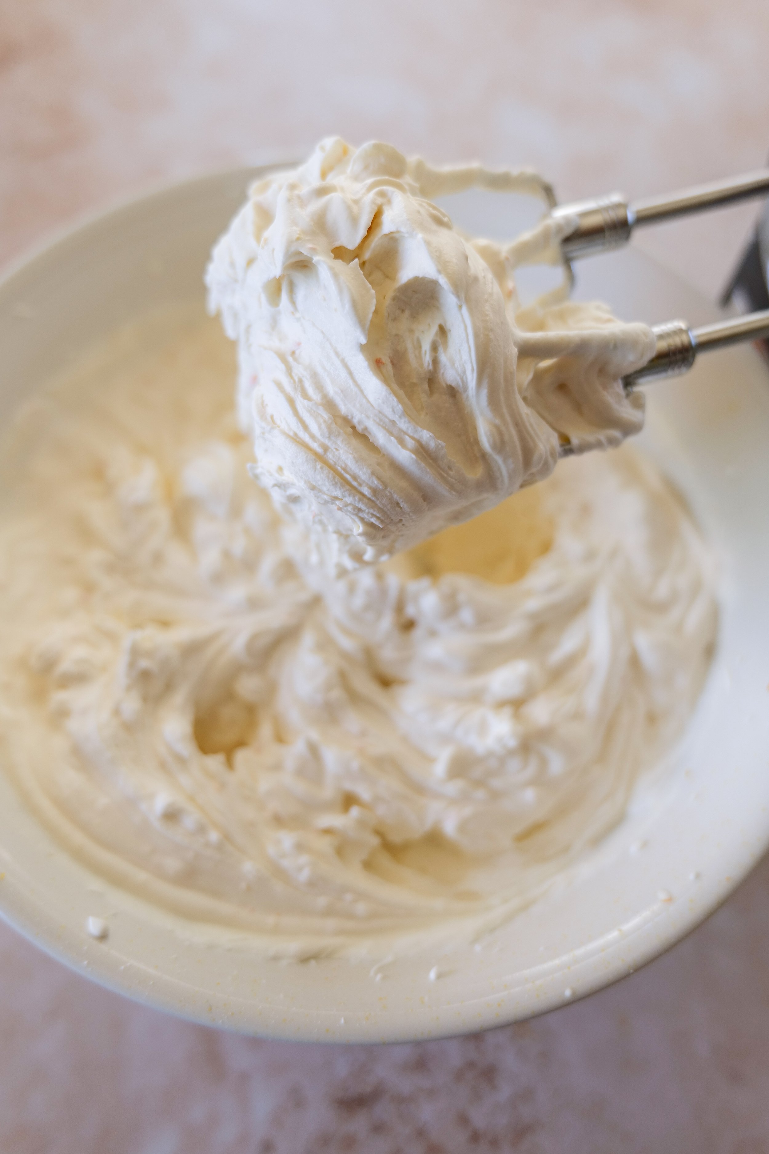 Lightly sweetened orange mascarpone cream whipped to medium-stiff peaks