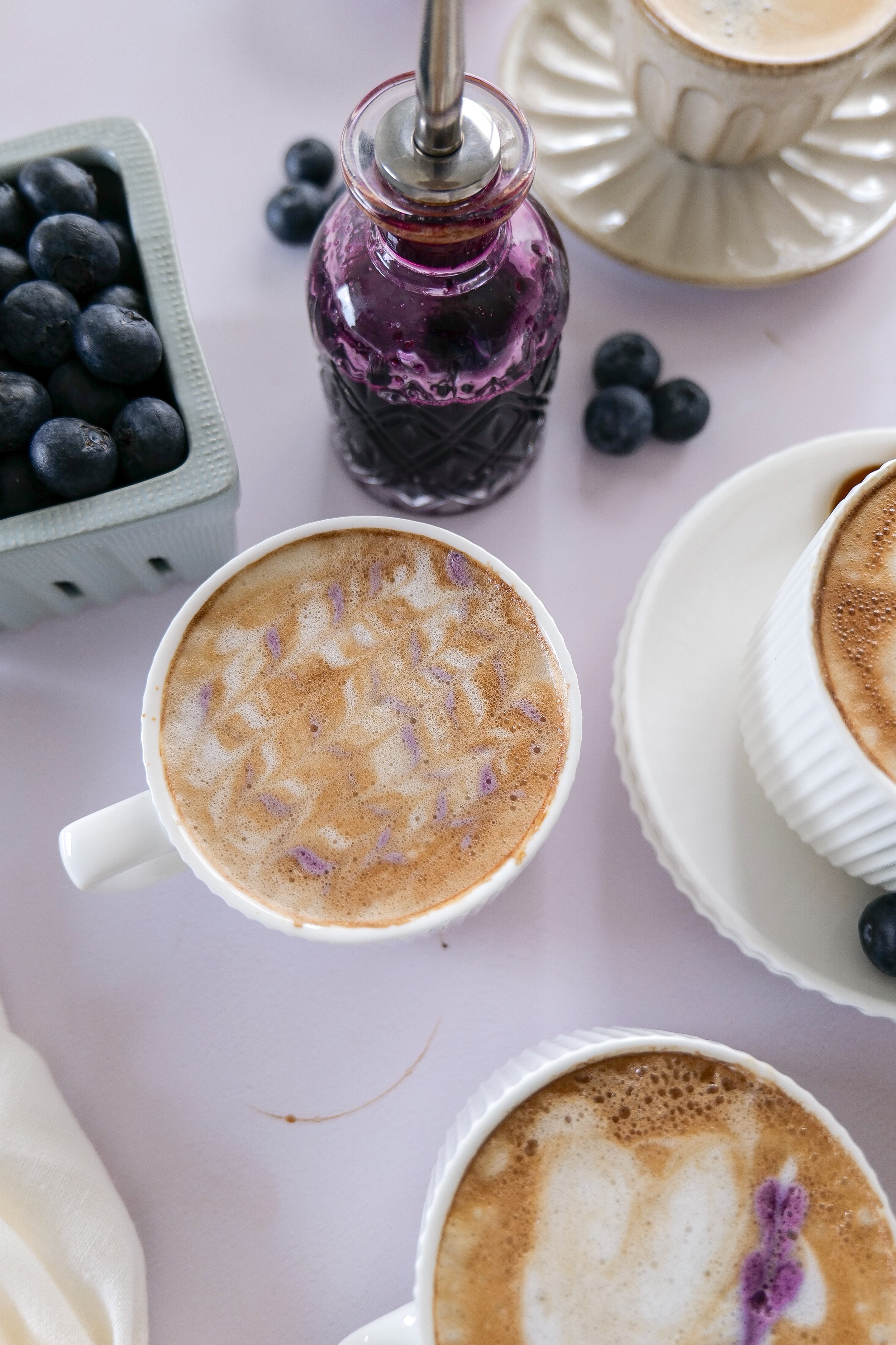 Fresh blueberries used to make homemade blueberry syrup for a Blueberry Muffin Latte.