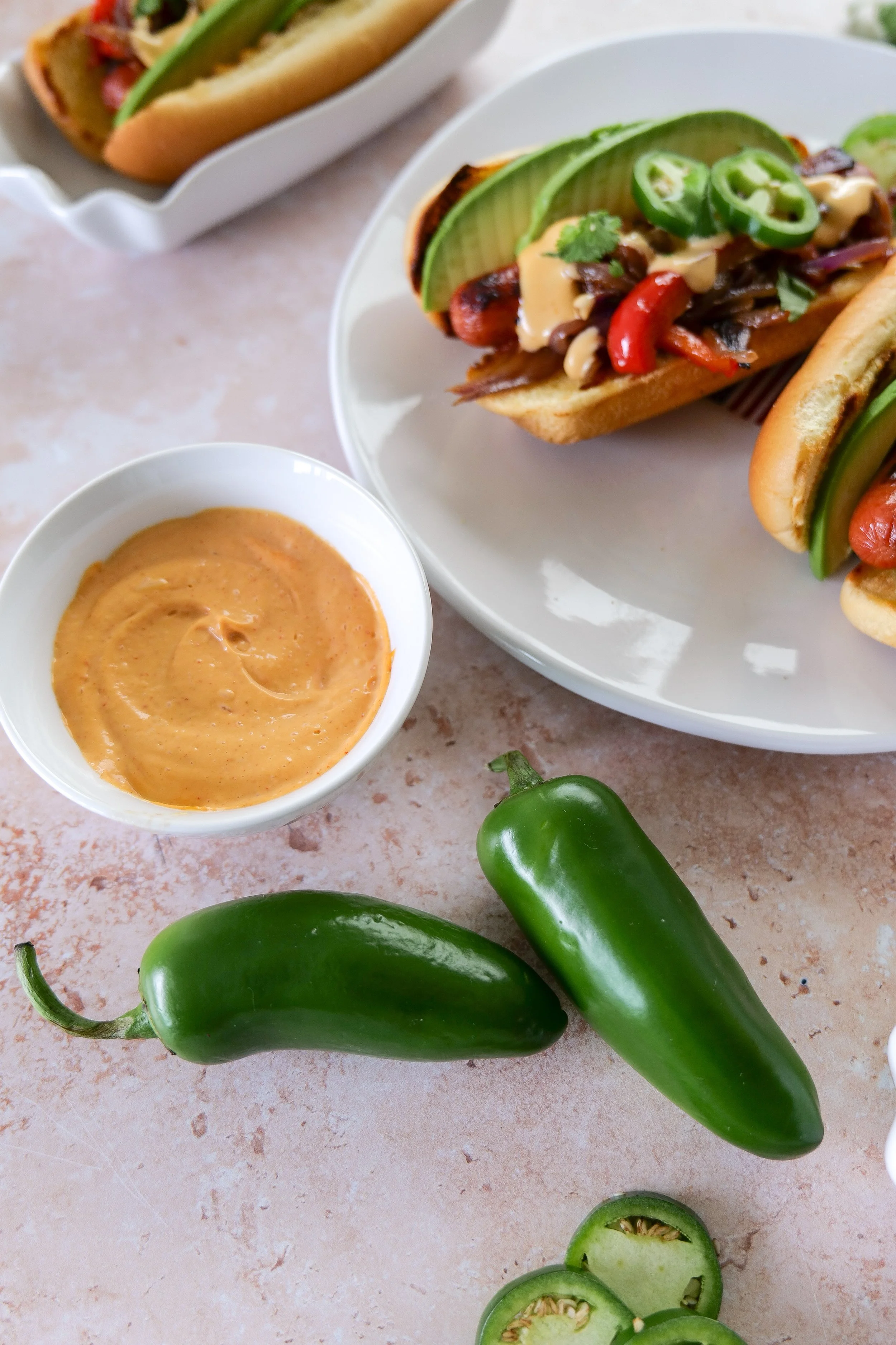 Hot dogs served for summer entertaining and family gatherings