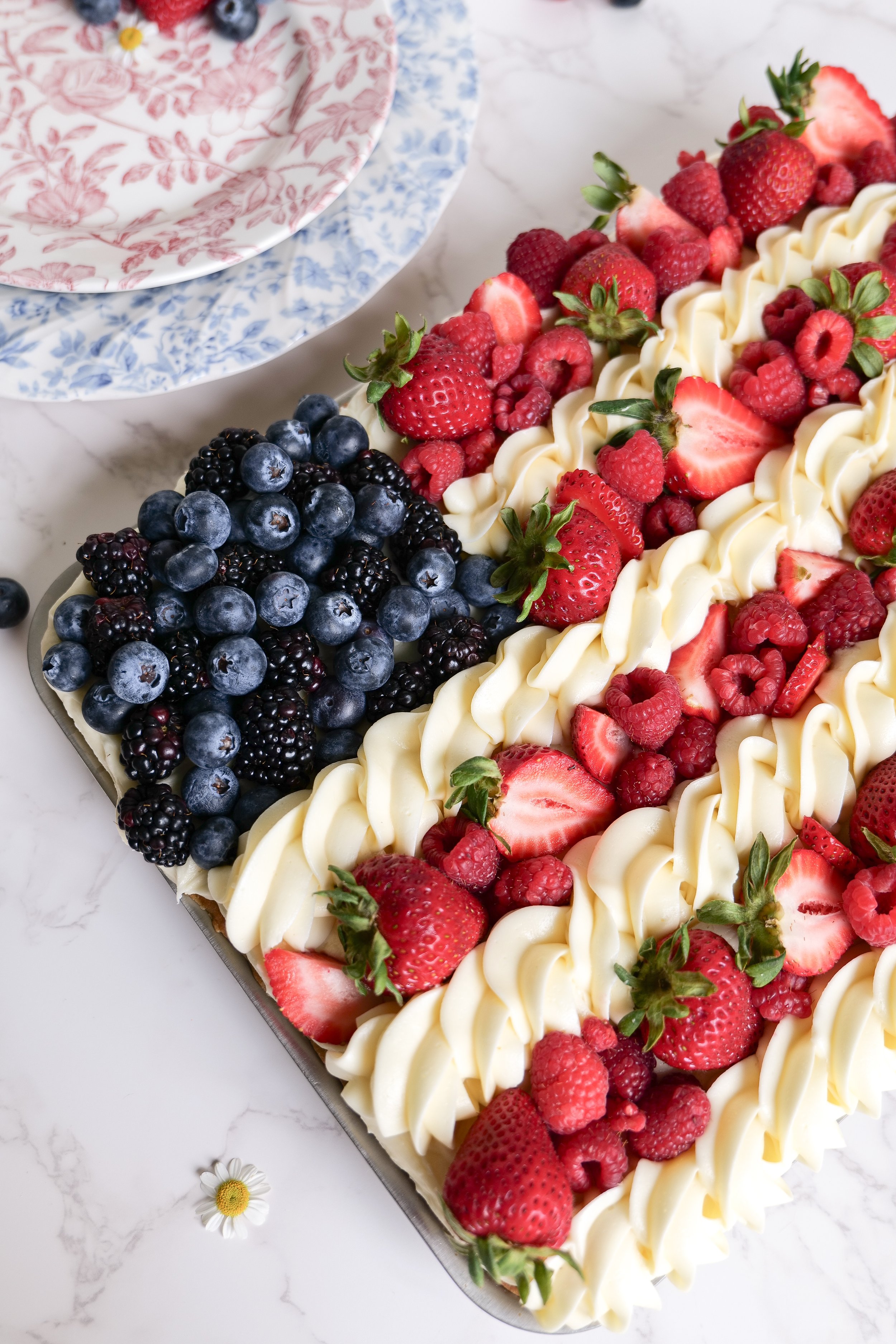 Summer fruit pizza recipe with fresh berries and soft sugar cookie crust
