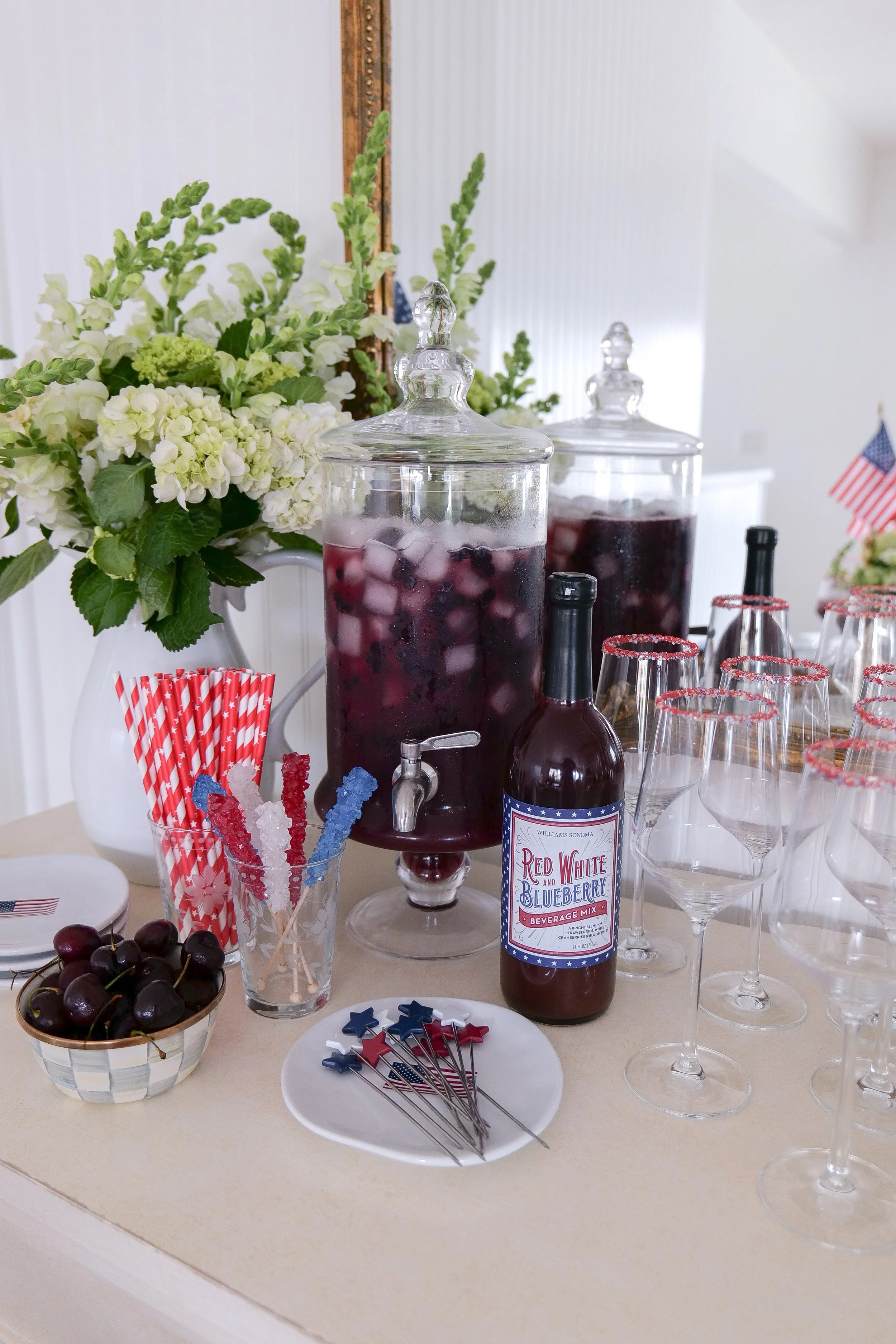 Americana summer centerpiece with seasonal decorating details