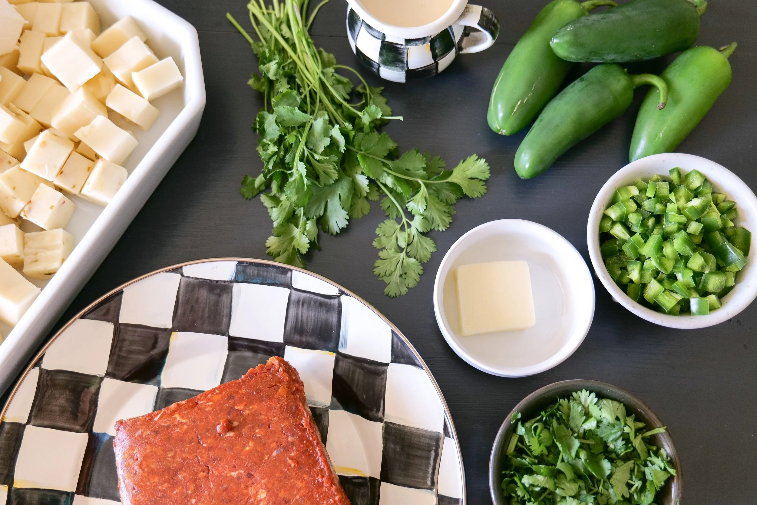Chorizo queso ingredients ready for cooking