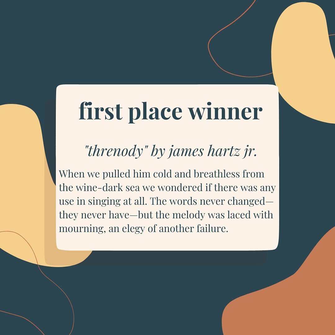 the tiny journal team is excited to announce the winners of our fall 2021 (re) tell me a story contest! first place has been awarded to james hartz jr.&rsquo;s &ldquo;threnody&rdquo;. read his story in full over at thetinyjournal.org, under the &ldqu