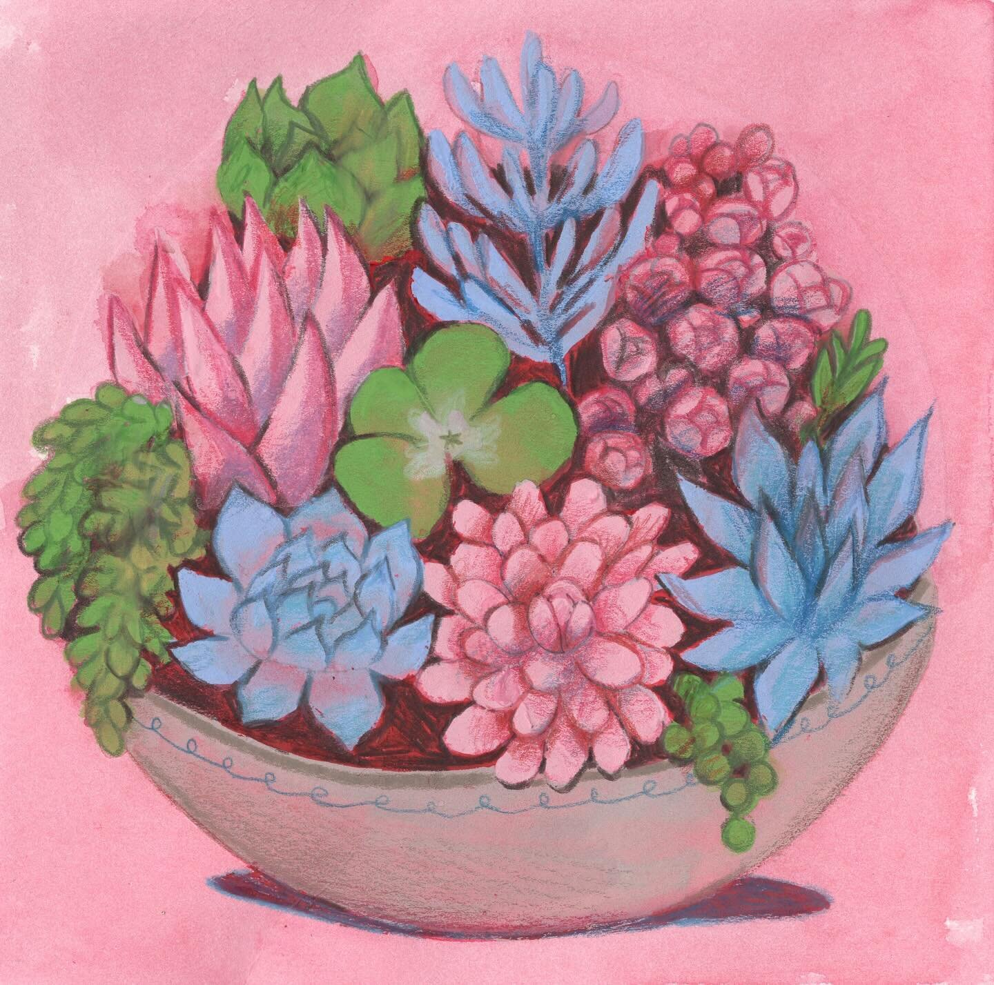 I was lucky enough to win a giveaway from @sui_gouache and used it as a chance to work in a more limited palette. My @caseformaking embossed circle paper is always such fun to work on.
⚪️ 
#gouache #paint #succulents