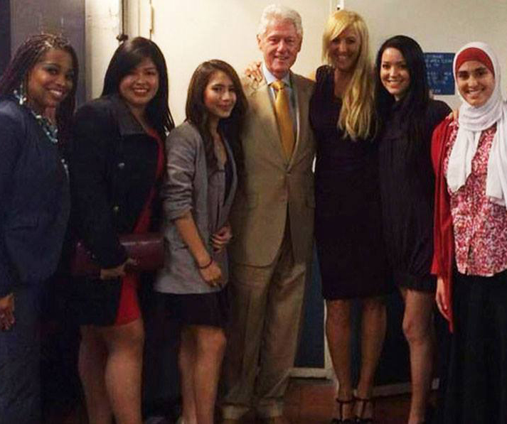 Nancy Gale and AMBITION student representatives meet with President Bill Clinton.