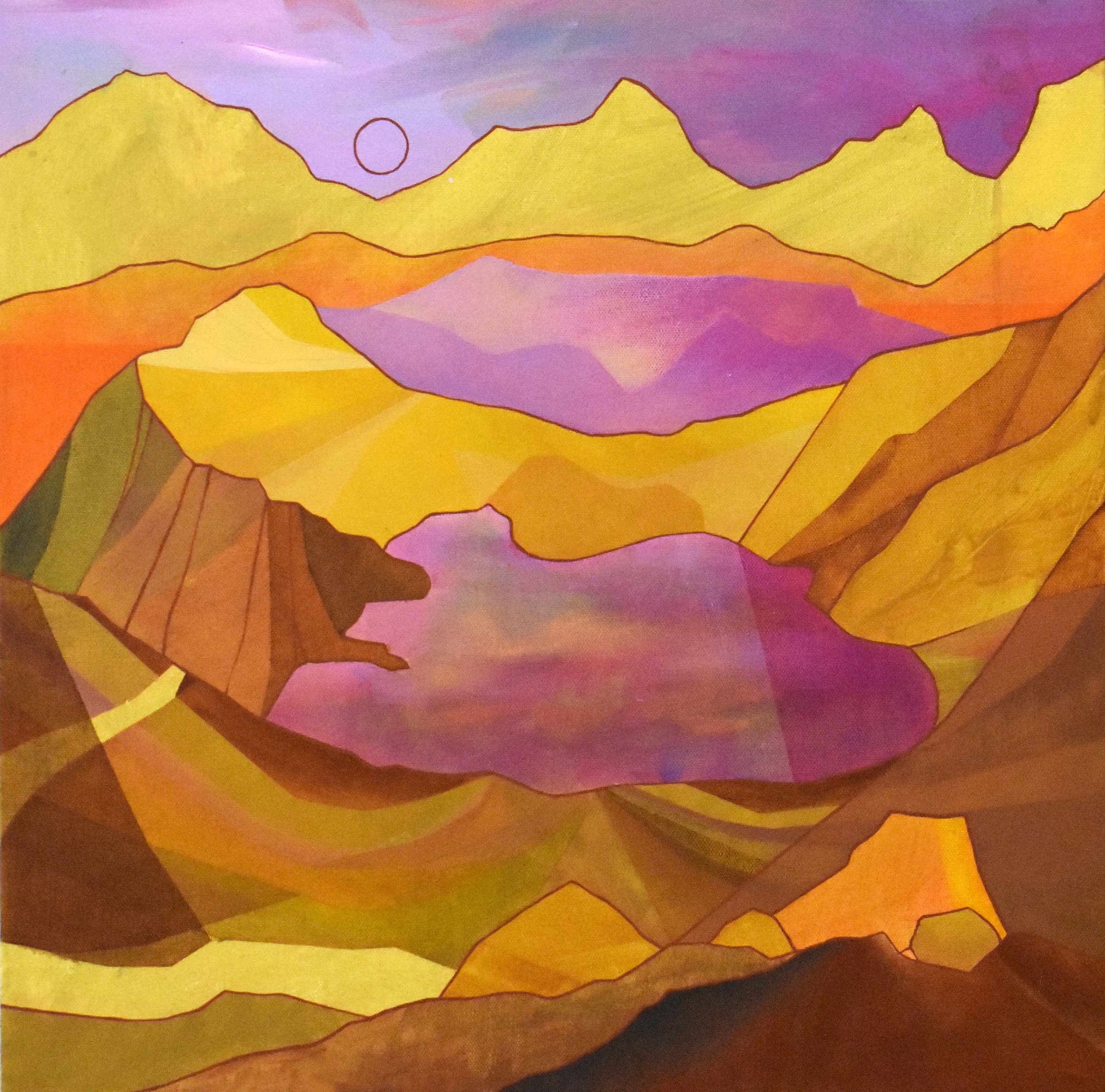 Sunrise Cauldron - 20"x20" Acrylic and gouache on canvas