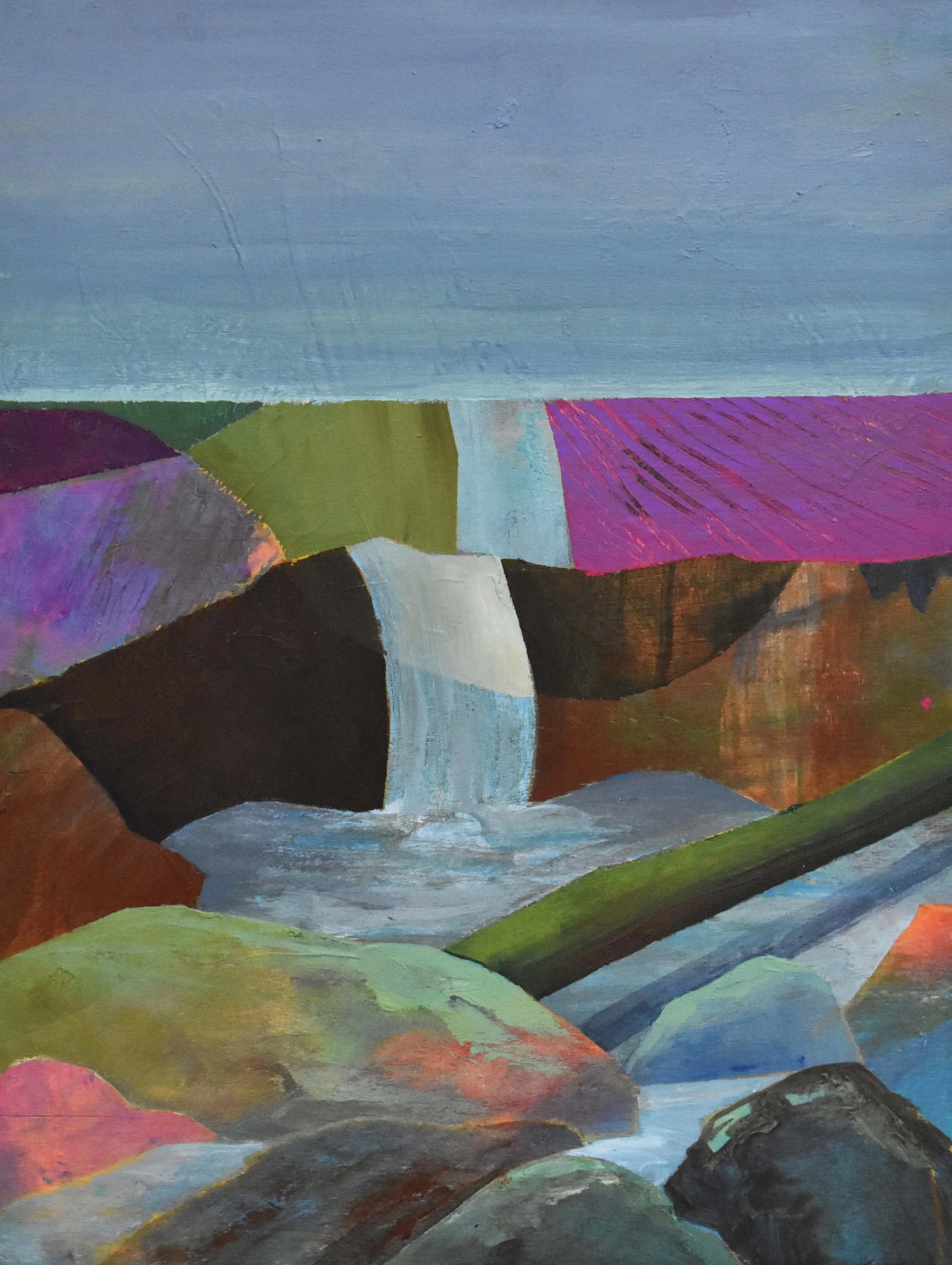 Horizon Falls 9"x12" acrylic on wood panel