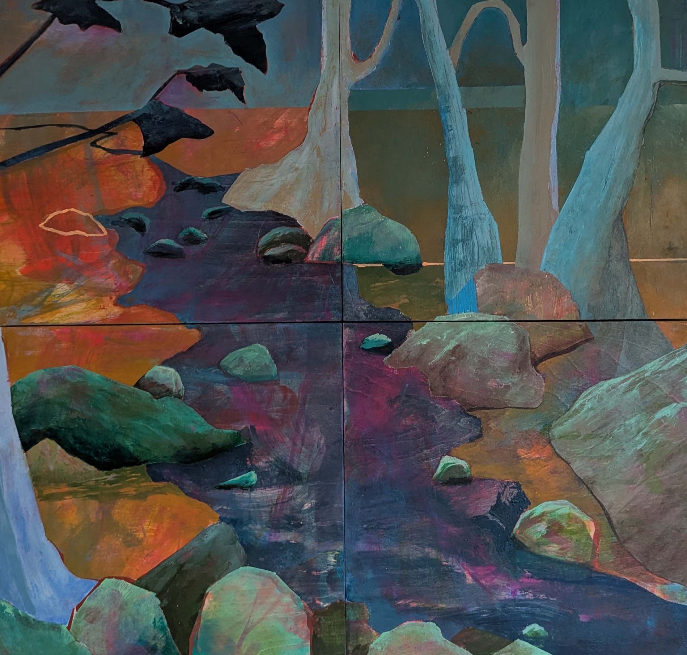 It's Been a Weird Spring 20"x 20" acrylic on wood panel quadriptych