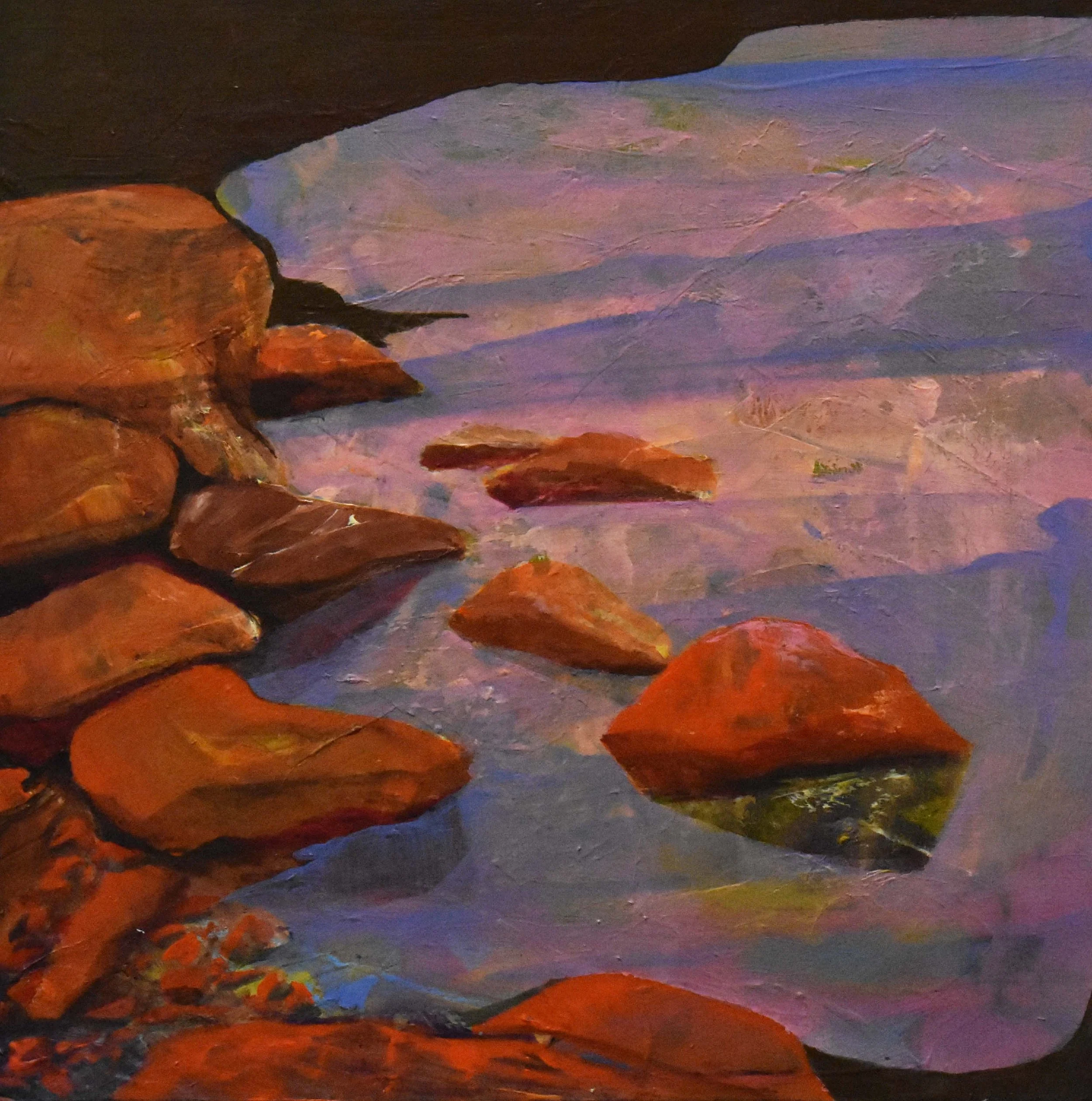 Creek Memories 2 - 10"x10" acrylic on wood panel