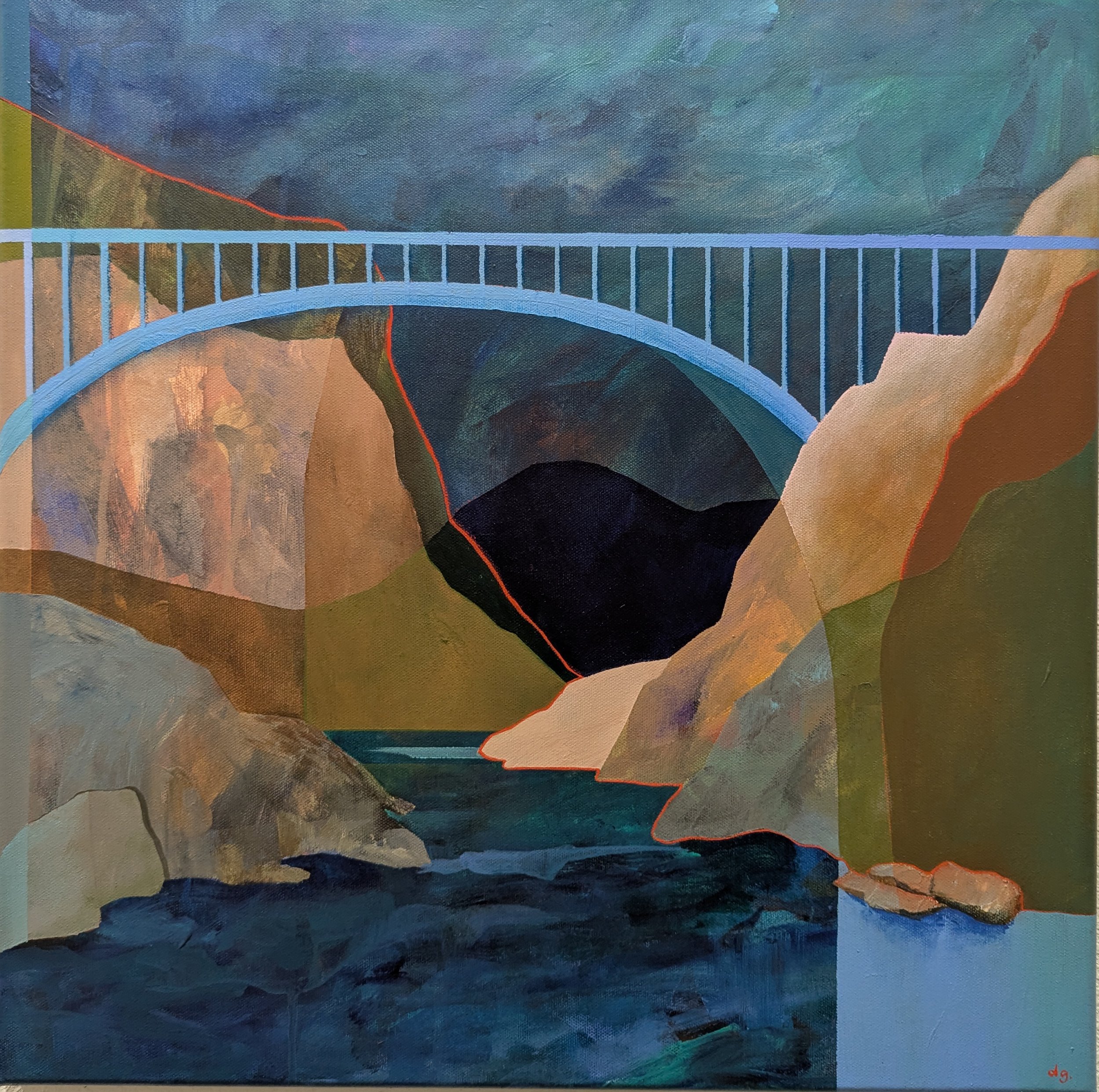 Stormy Day at Deception Pass - 20" x 20" acrylic and chalk on canvas