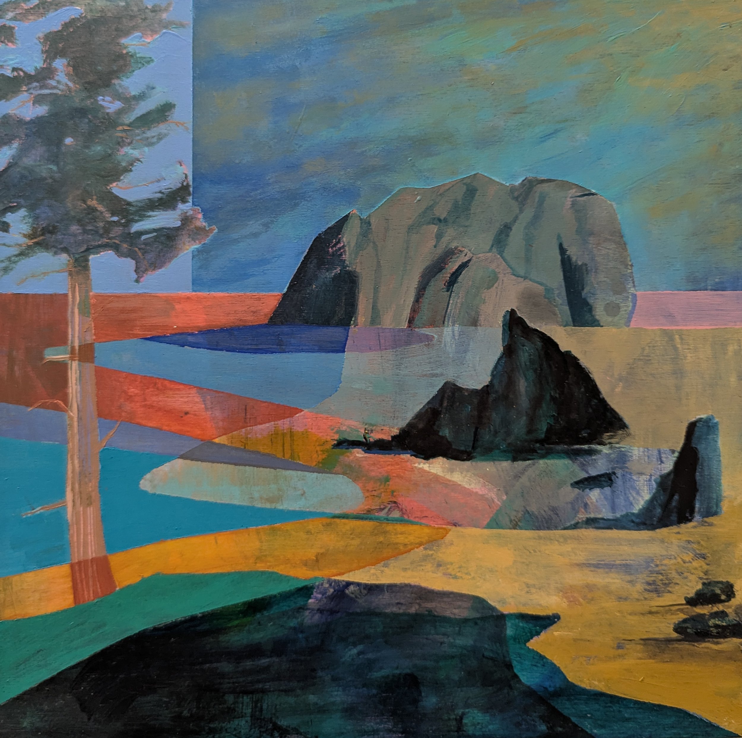 Every Which Way - Ruby Beach - 10" x 10" acrylic and gouache on wood panel