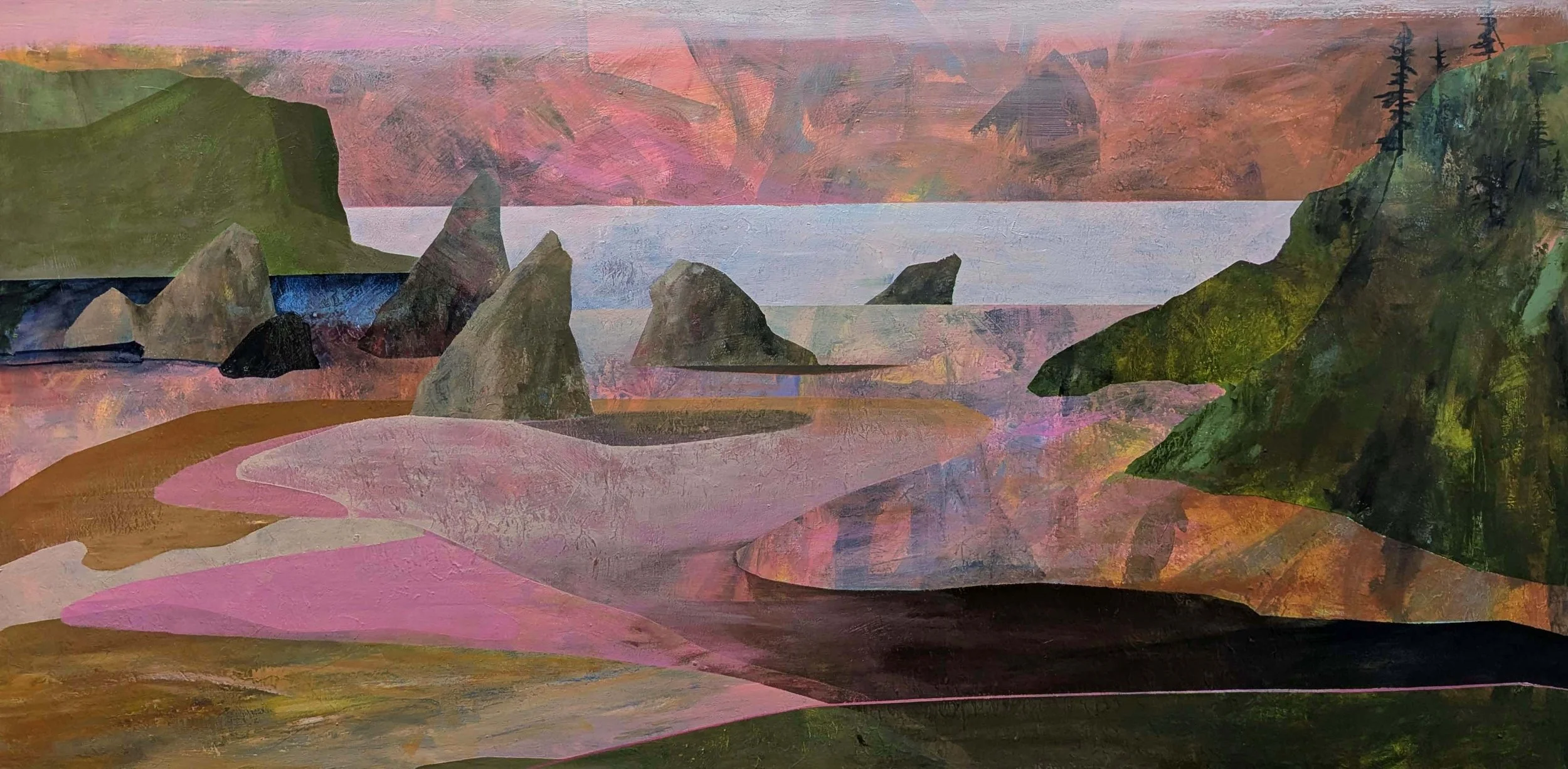 The Tide Will Return - Ruby Beach 50" x 20" acrylic on canvas