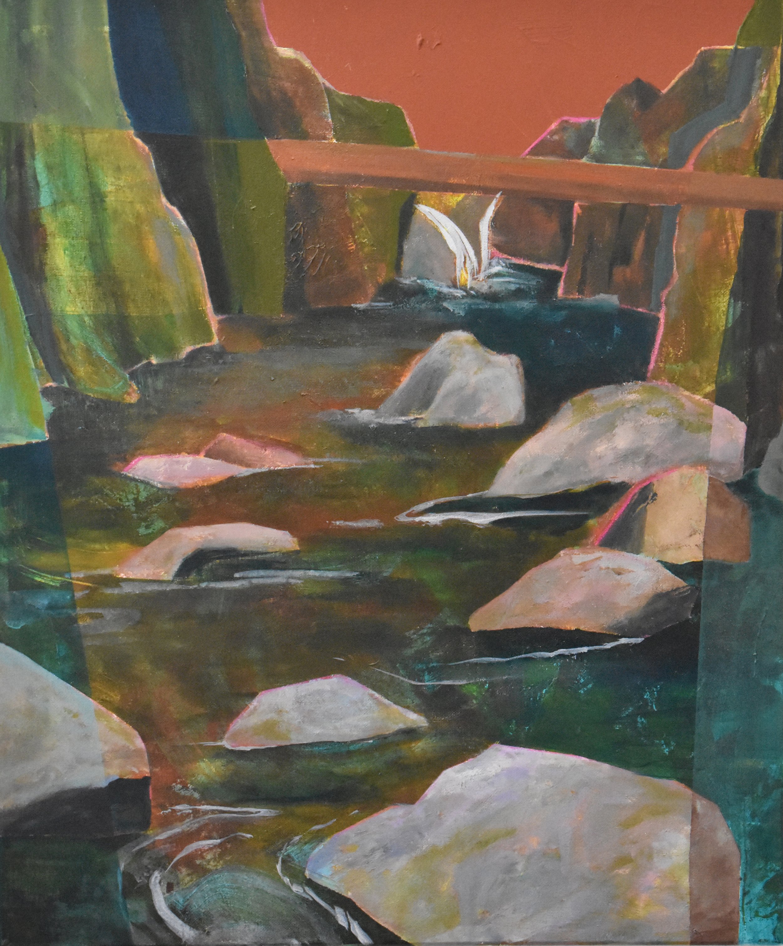 Dimensions of the Sol Duc River - 22" x 28" acrylic and gouache on canvas