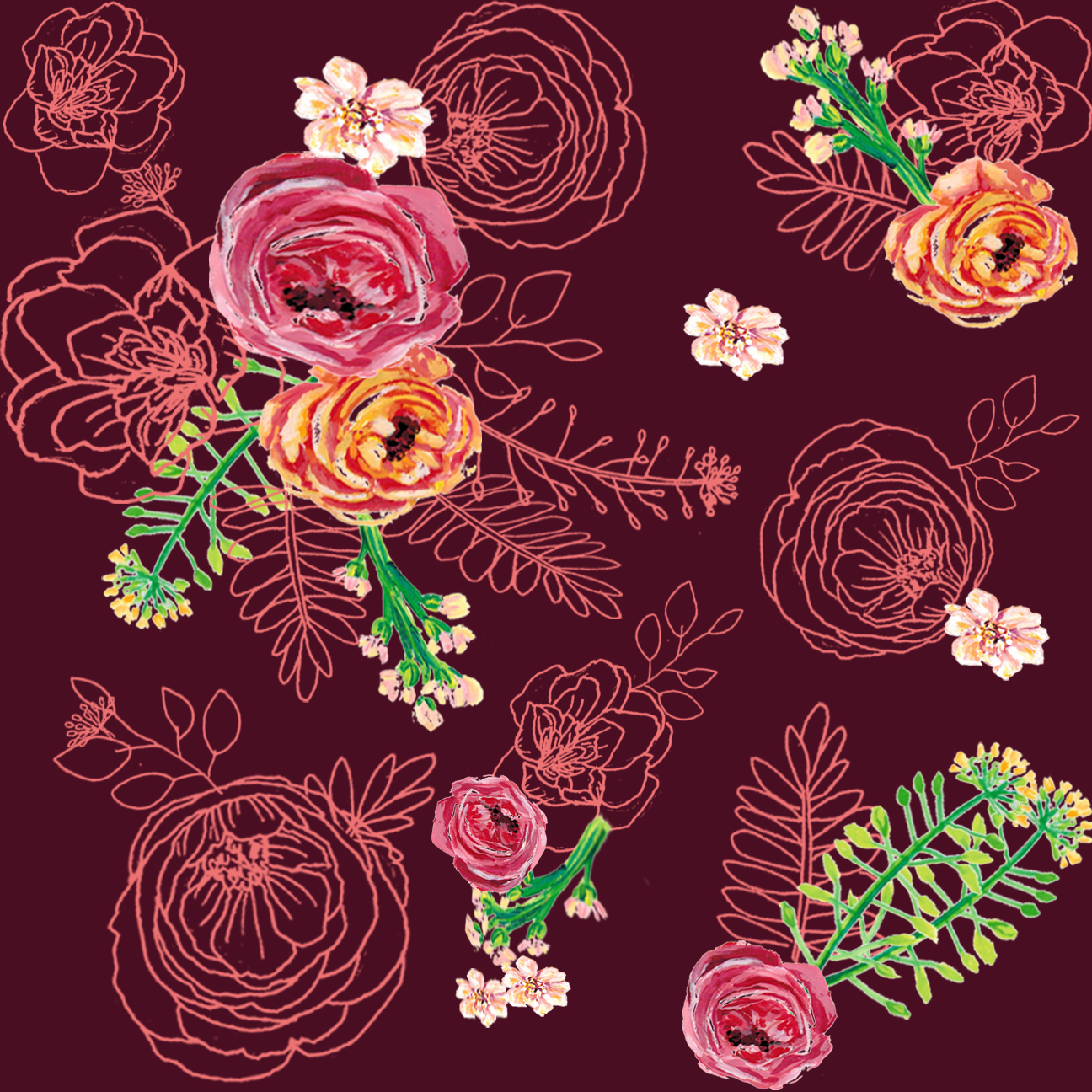 Florals in Maroons