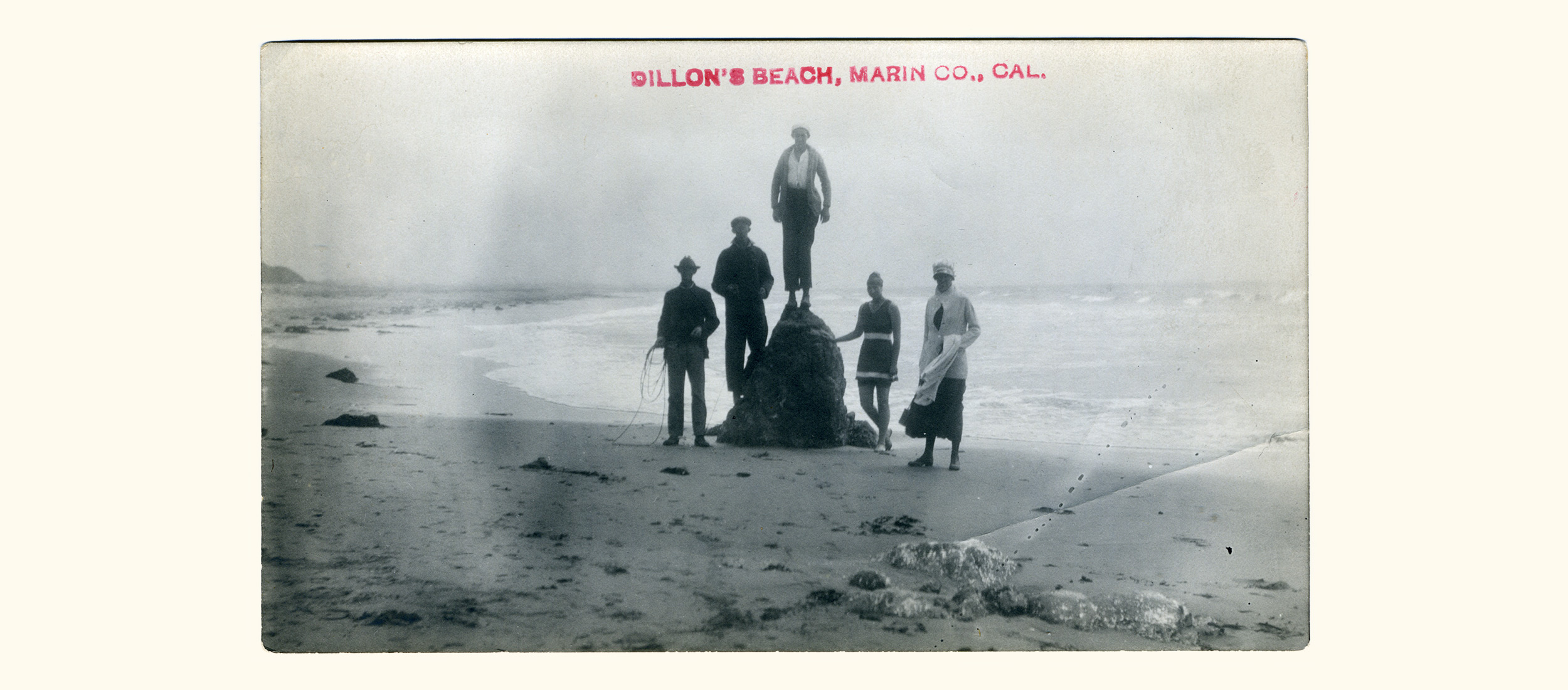 “Real Photo Postcard” of people at Dillon’s Beach (early 20th century)