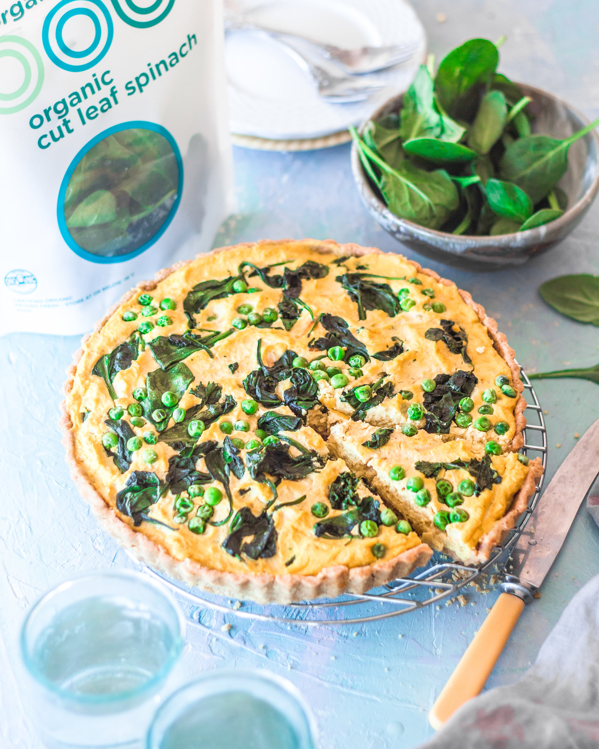 Plant based spinach and pea quiche — oob organic