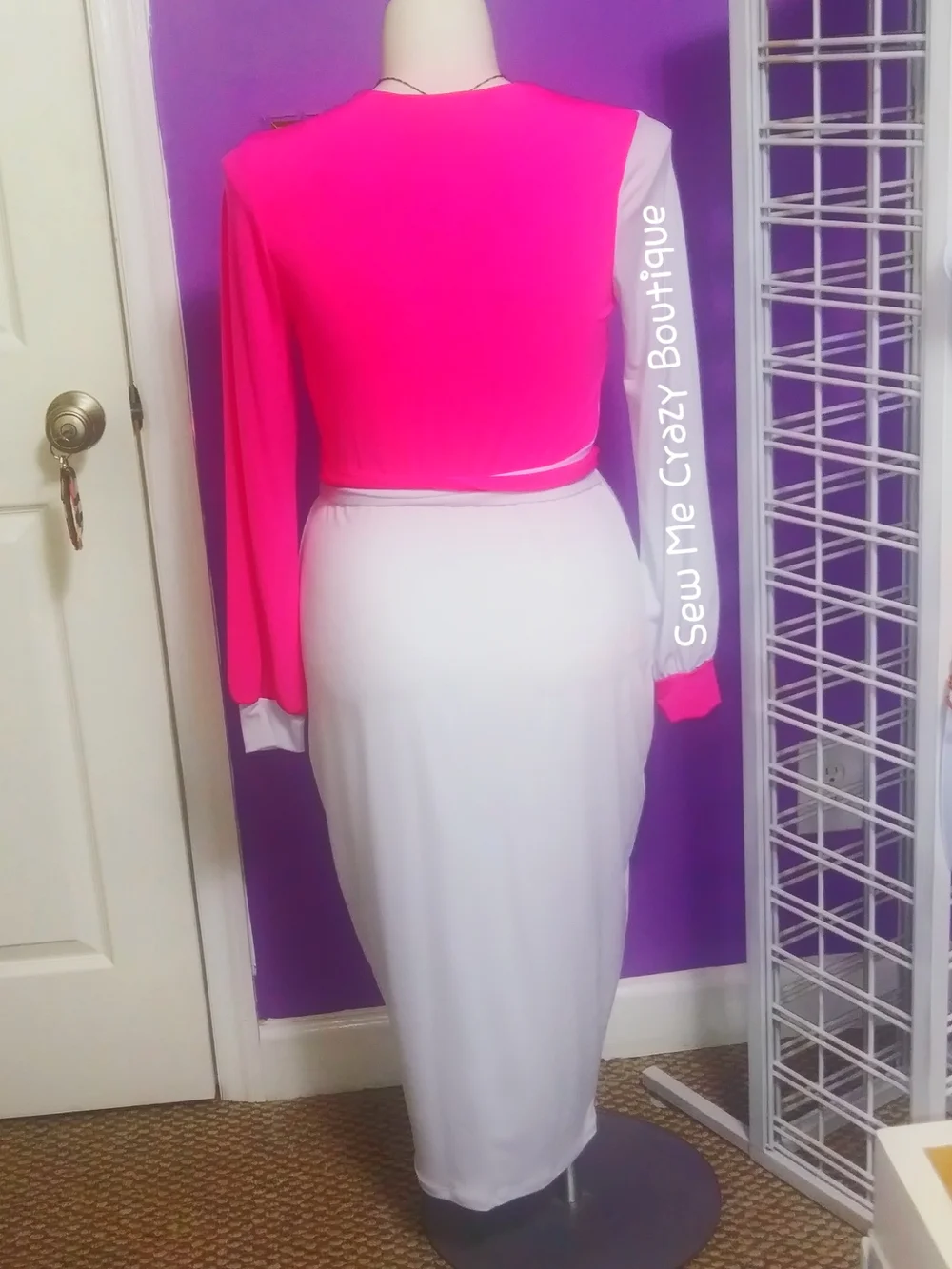 pink and white wrap dress White & Pink Fit & Flare Mini Wrap Dress