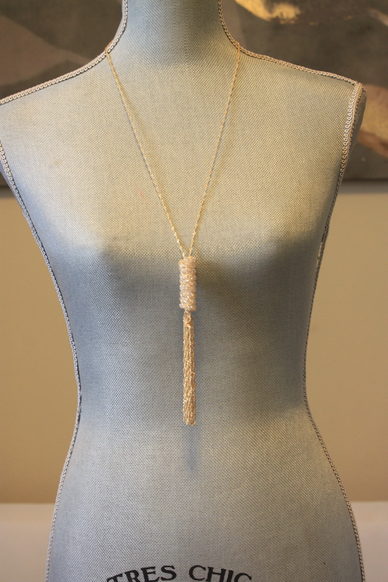 Crystal Rope Dangle Necklack