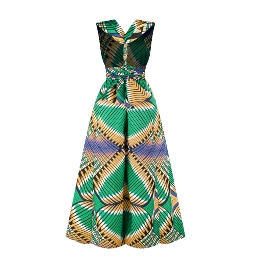 ワンピース ETMON Slip Multi Pattern Dress, Green Vibrant Green Multi Print Jumpsuit - Statement-Making One