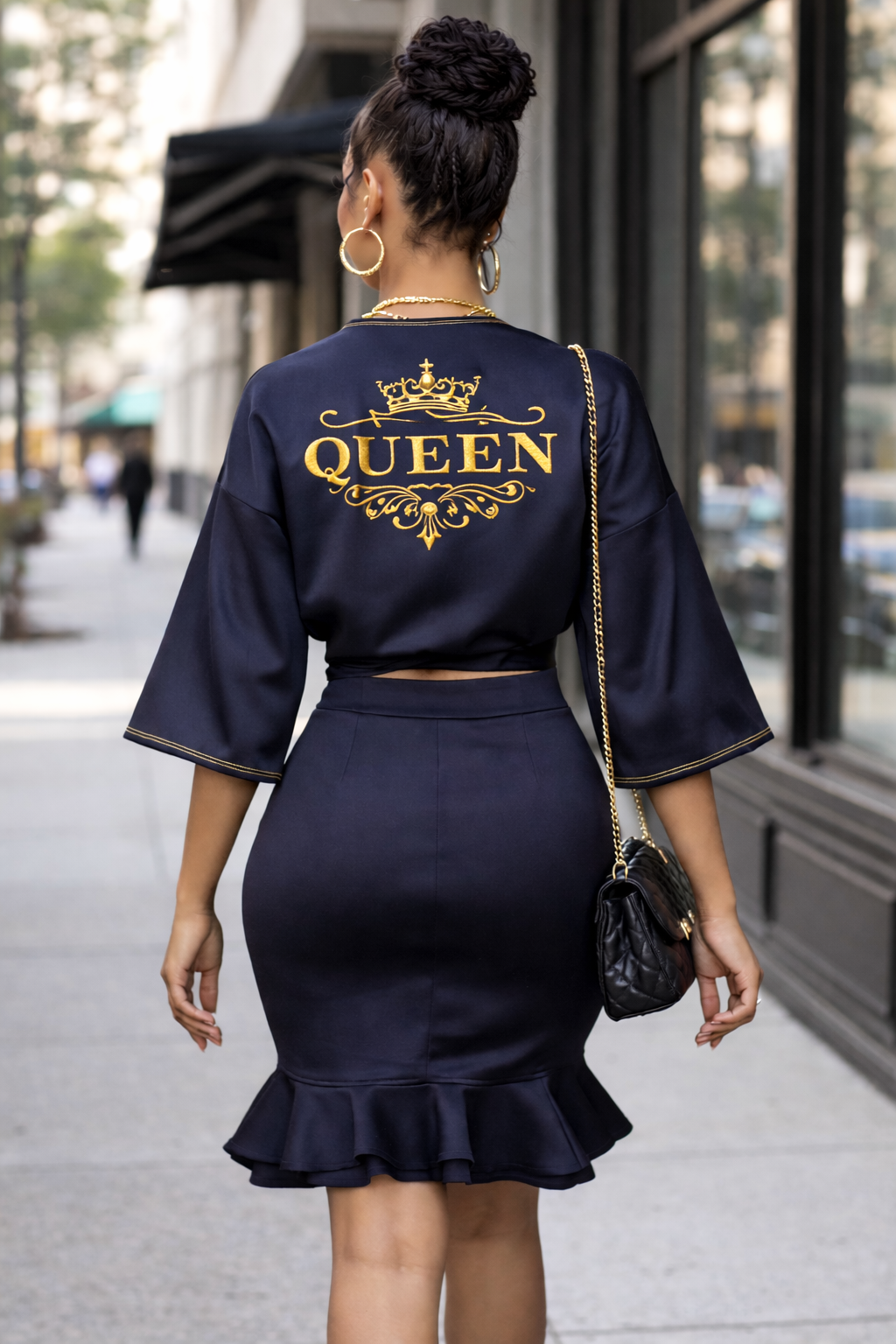 Queen Crop Jacket Back View Model.png