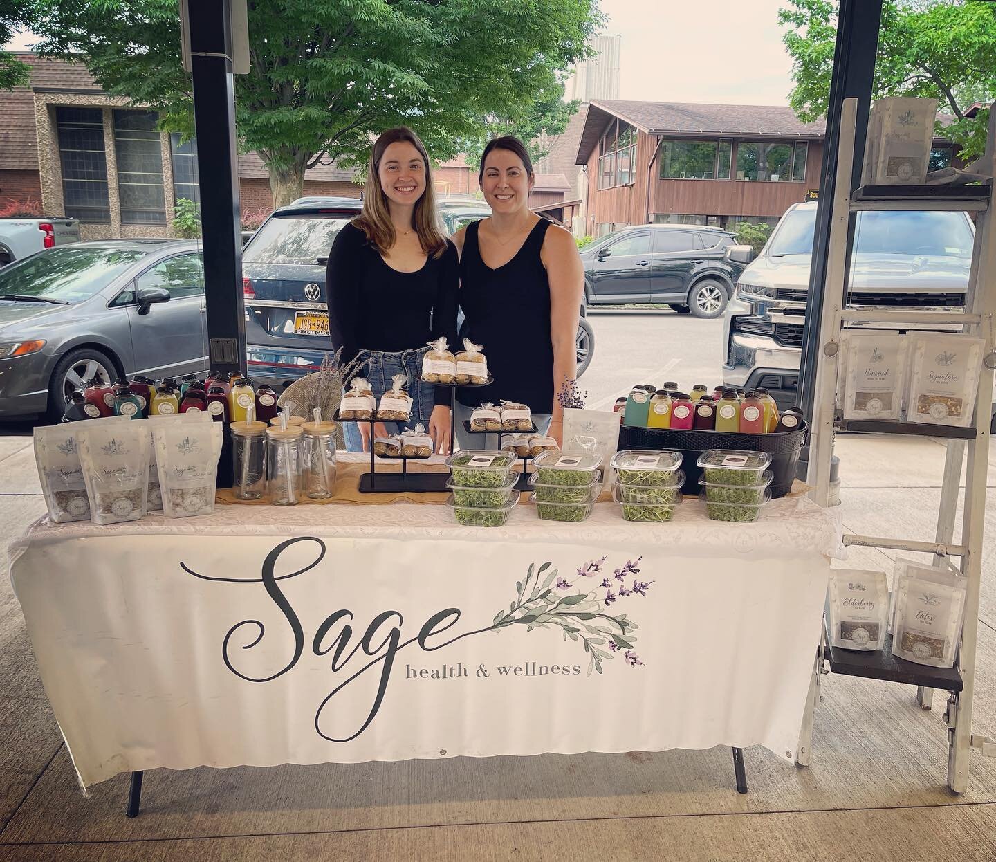 Come check us out we are at the Farmers Market today! ☀️ we have cold pressed juices, herbal tea blends, energy bites, @young.roots.micros and more🍓🍎🍉🍋🌱🥕🥒 #sagehealthandwellness #reapfarmersmarketolean #itsabeautifuldayintheneighborhood #seeyo