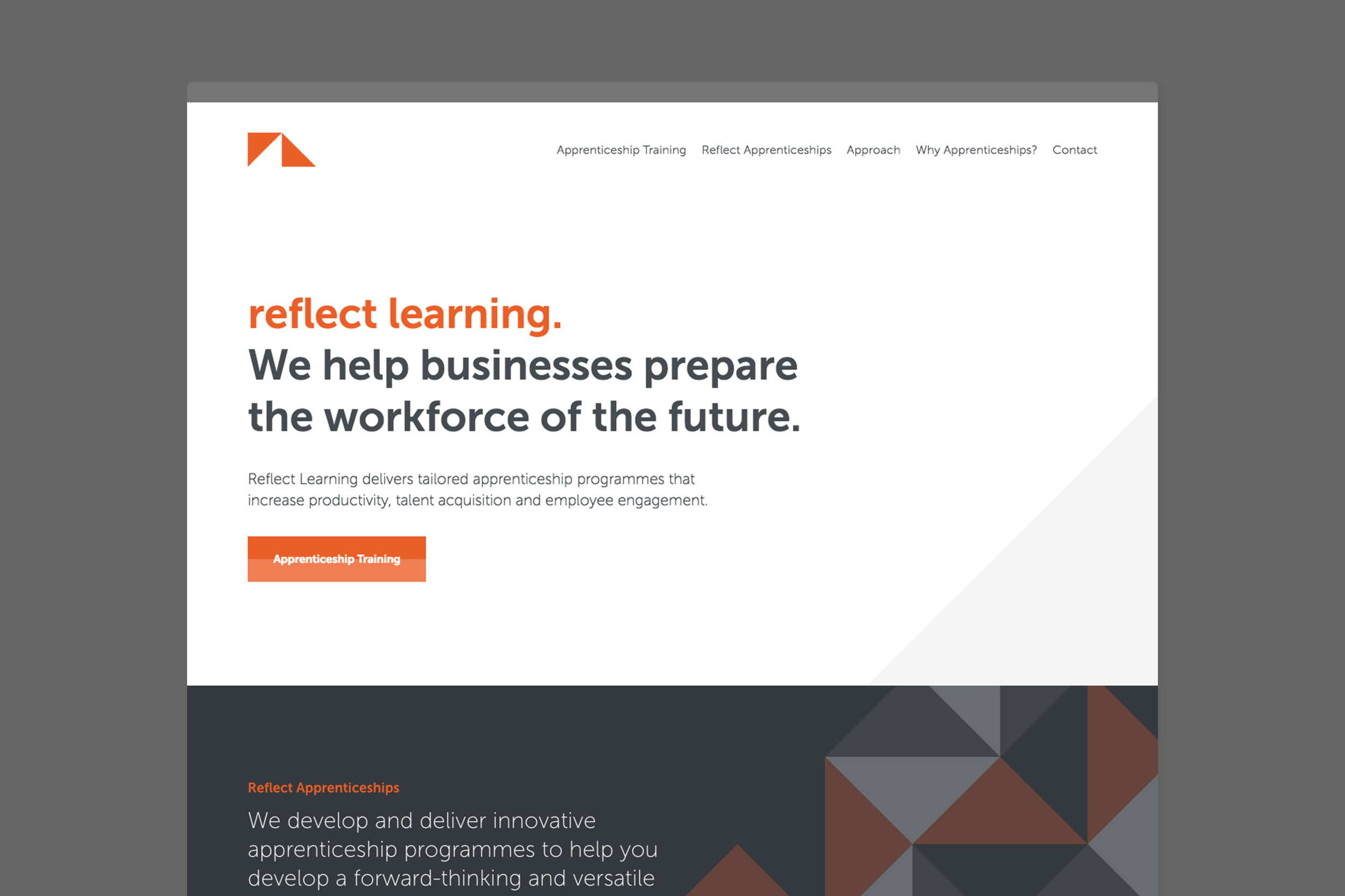 Clean professional web design for Reflect London