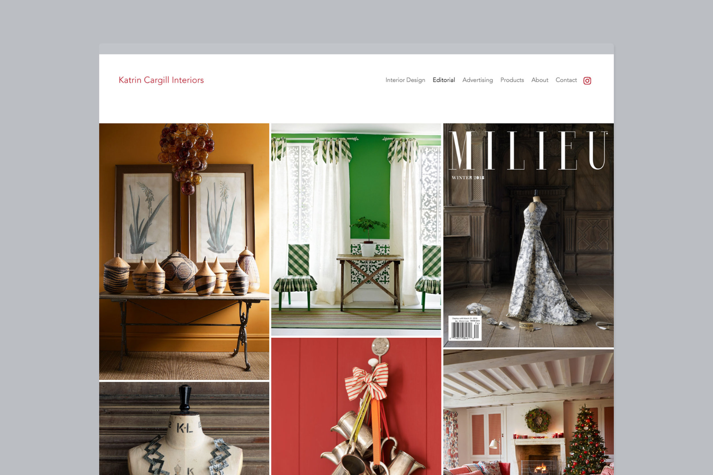 Modern bespoke web design for Katrin Cargill Interiors