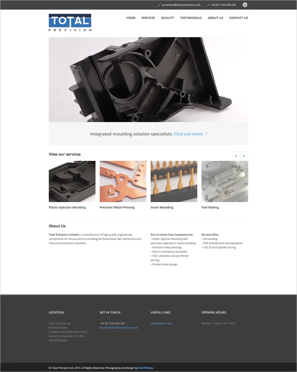 Total Precision - Plastic Injection Moulding Web Design