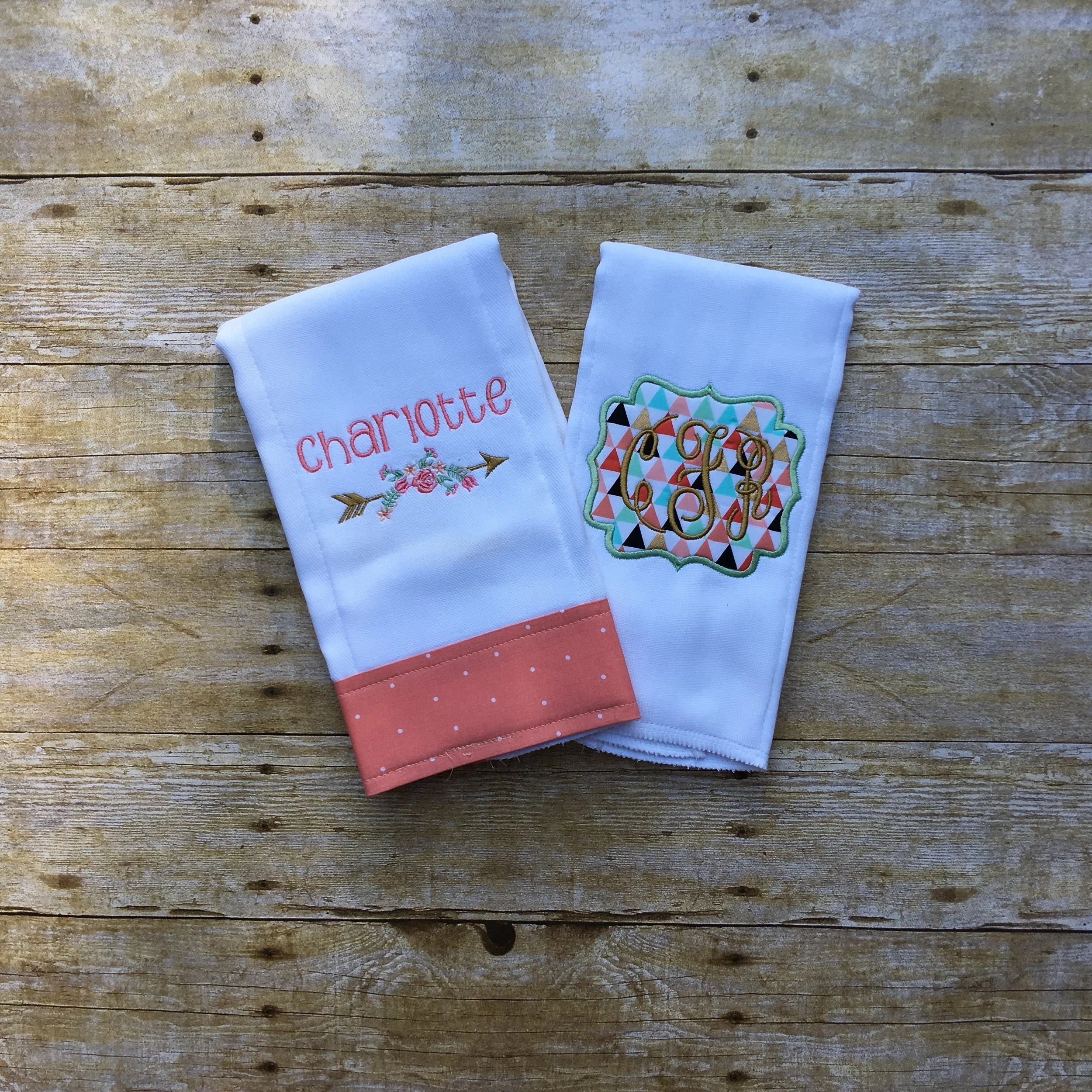 Charlotte's Floral Arrow Burp Cloths