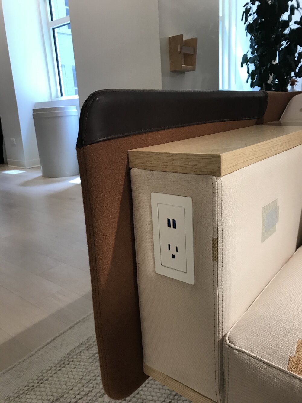  There was no lack of USB ports integrated into furniture. 