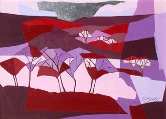 Silver cloud From sketches on the edge of Exmoor, Devon Original acrylic and mixed media painting Framed size: 27cm high x 33cm wide SOLD