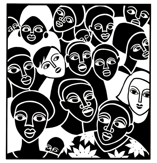 Faces Available as signed giclee print, 20cm sq (no mount)