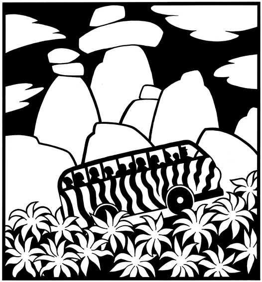 Tourist bus Available as signed giclee print, 20cm sq (no mount)